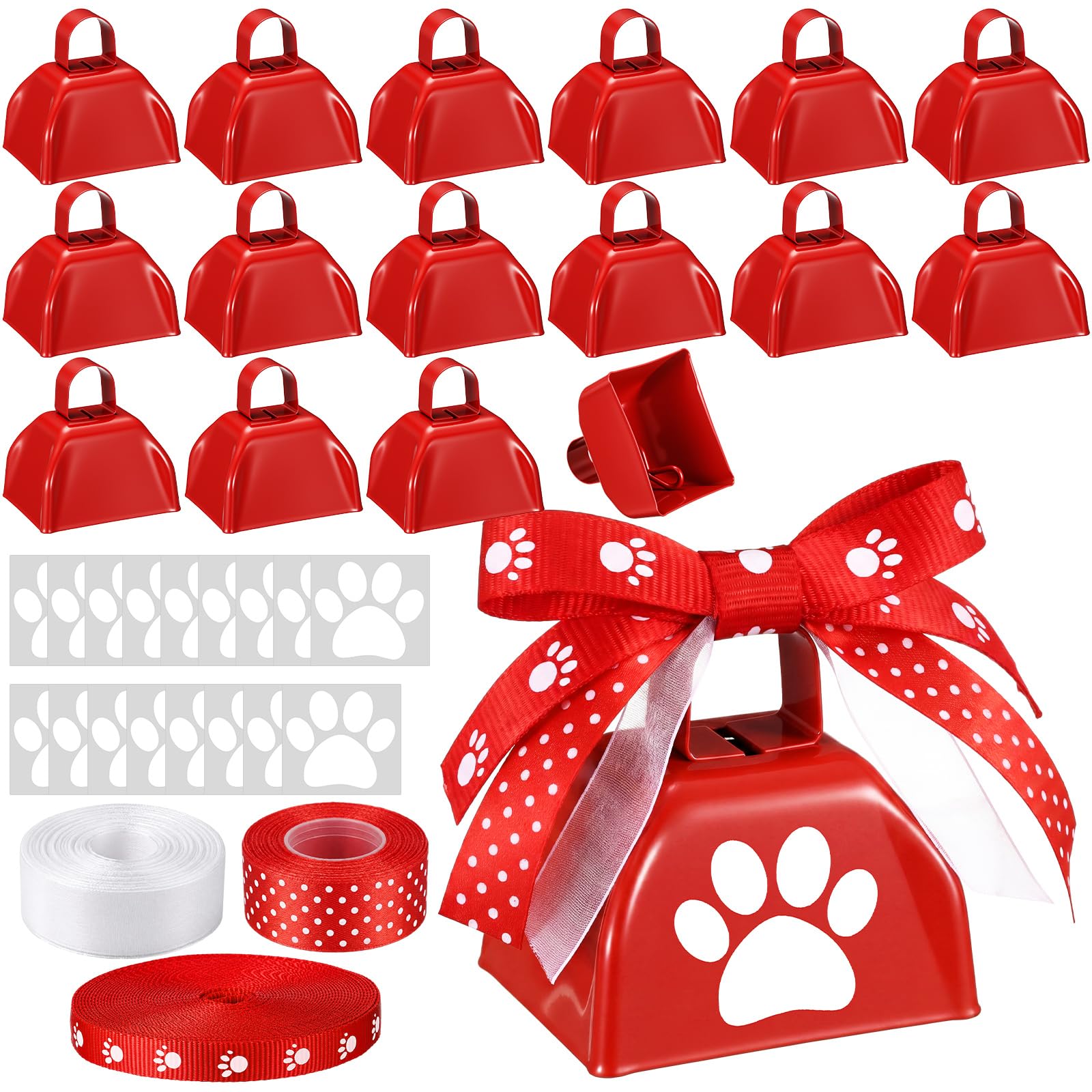 Konohan 16 Pack 3 Inch Metal Cowbells with Handle DIY Loud Noise Makers for Sporting Party Accessory Cheerleading Centerpiece De