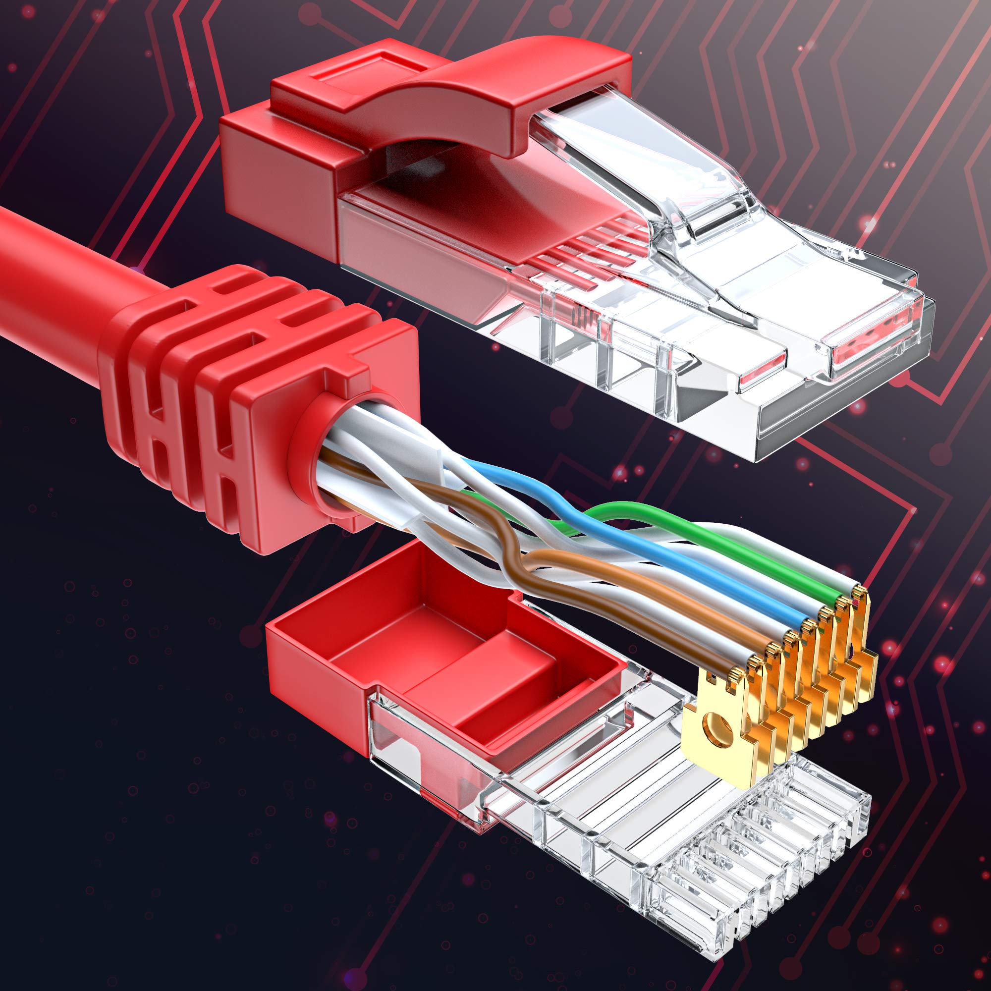 Maximm Cat 6 Ethernet Cable 150 Ft, 100% Pure Copper, Cat6 Cable Lan Cable, Internet Cable, Patch Cable And Network Cable   Utp (Red) 150 Feet