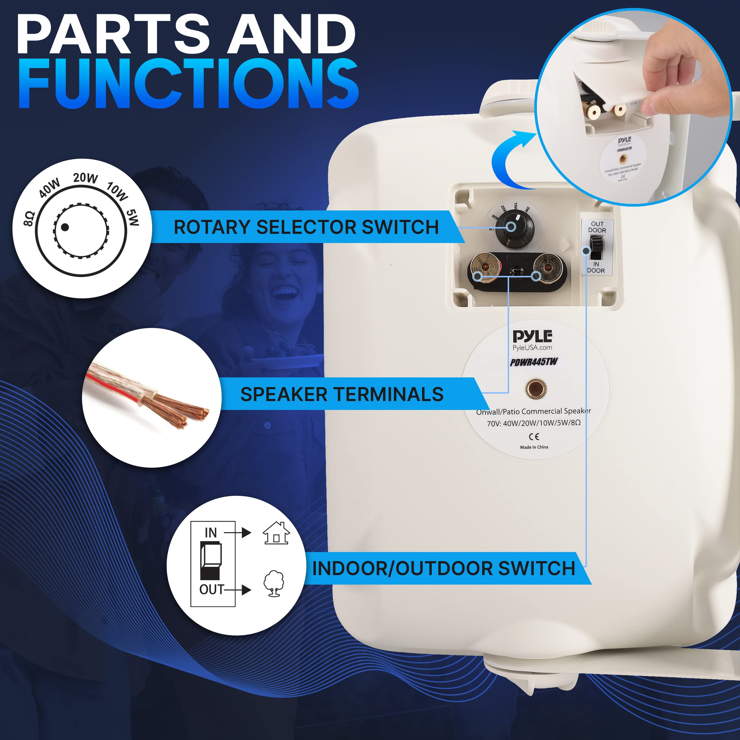 Pyle Outdoor Waterproof Patio Speaker   3.5'' 2 Way Weatherproof Wall/Ceiling Mounted Dual Speaker W/Heavy Duty Grill, W/Transfo