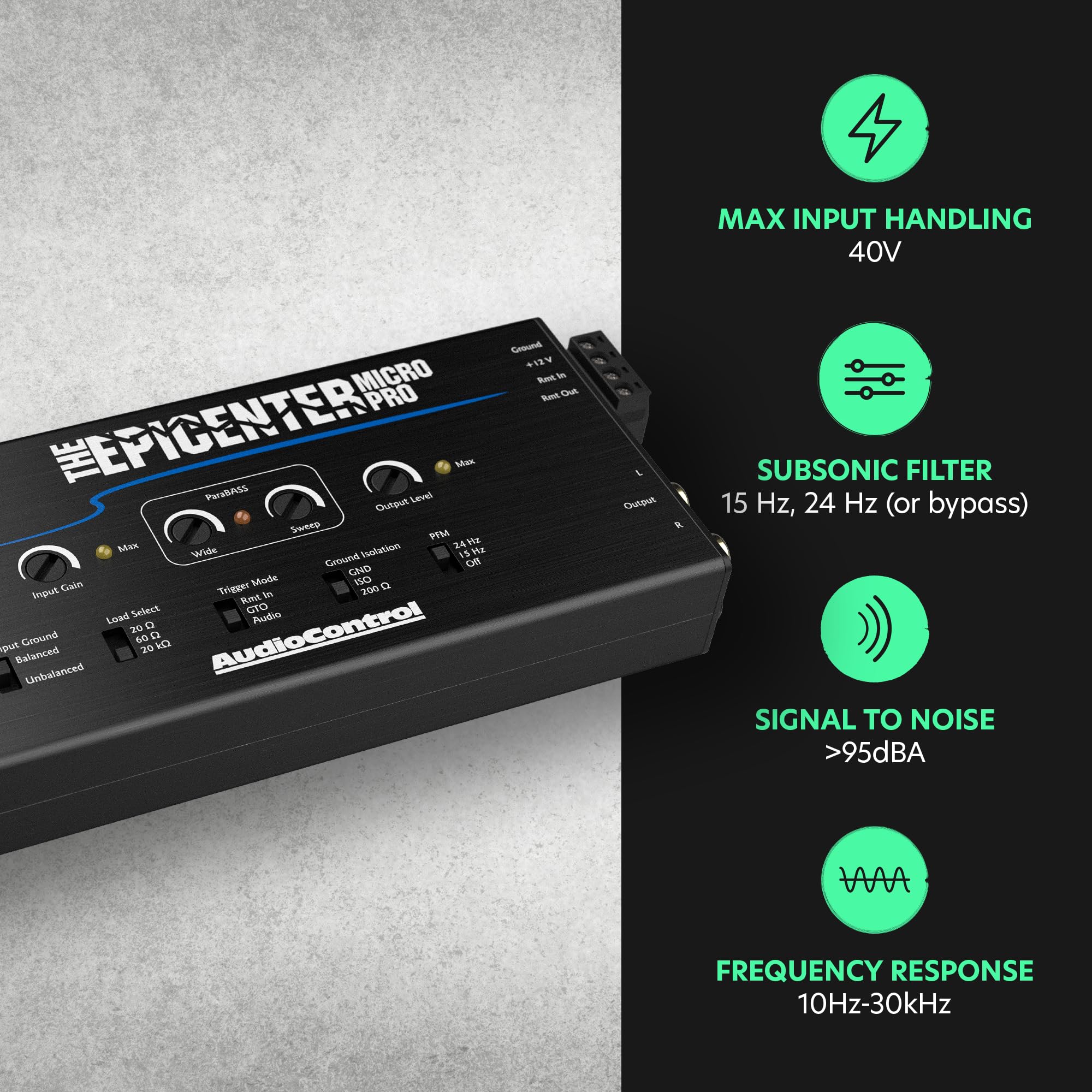 Audiocontrol The Epicenter Micro Pro Digital Bass Restoration Processor & Line Output Converter, Car Audio Bass Booster Maximize