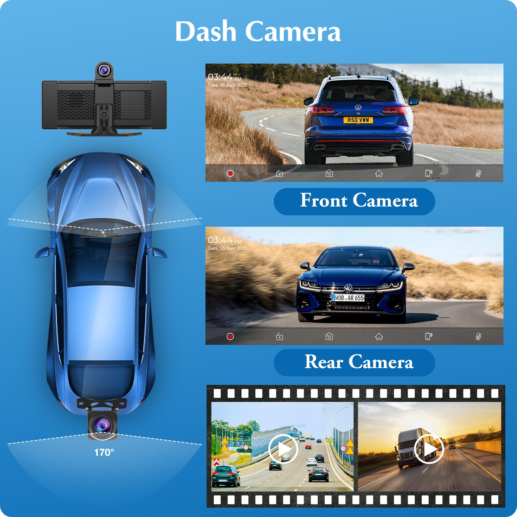 2025 Carpuride W903 Wireless Carplay & Android Auto With Dash Cam   9.3' Hd Ips Touch Car Play Screen For Car, 4K Front & 1080P Rear Camera, Loop Recording, Bluetooth Audio, Mirror Link, Gps, Siri