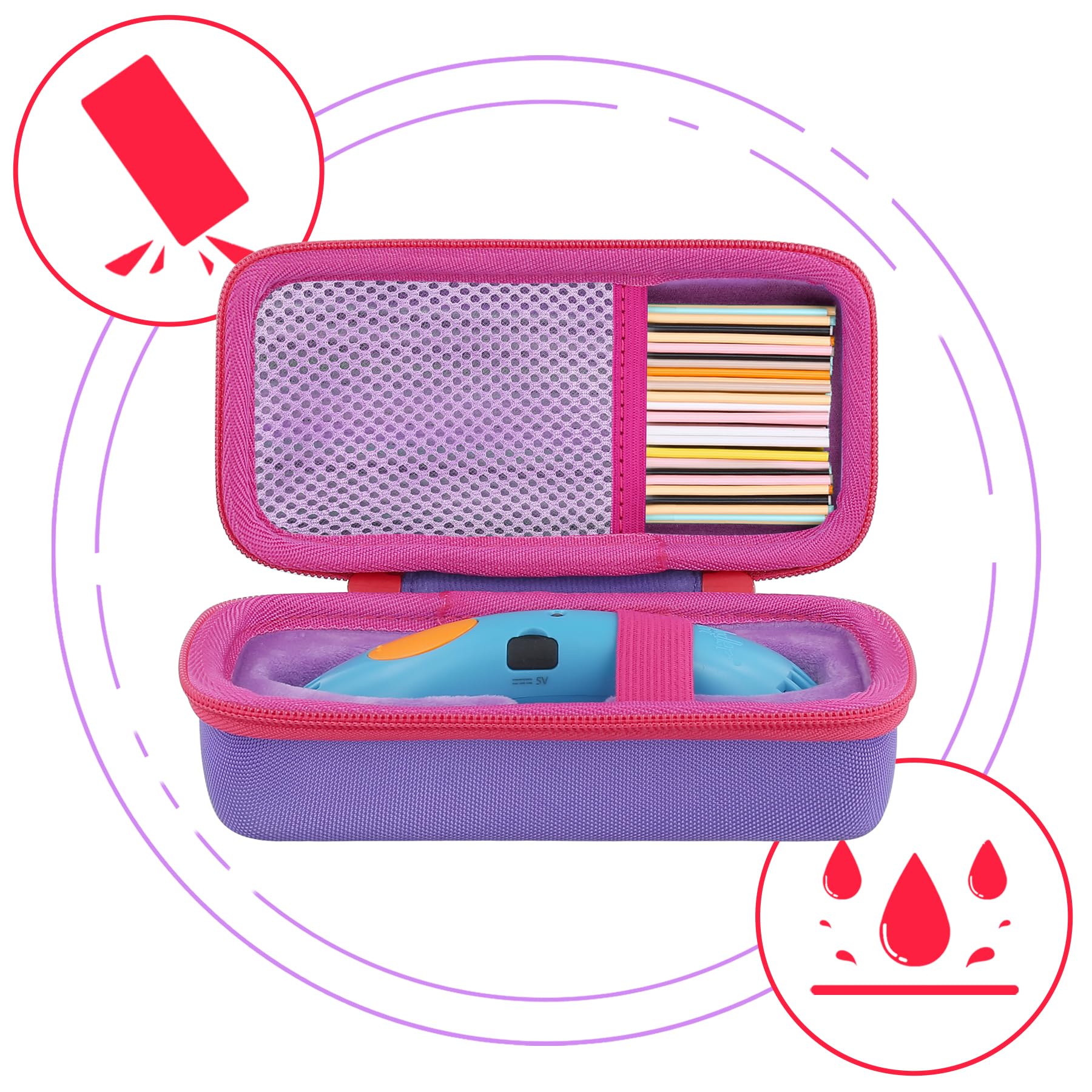 Aenllosi Storage Case Compatible With 3Doodler Start+ Essentials (2023) 3D Pen,Holders For 3D Printing Filament Refill Pack And