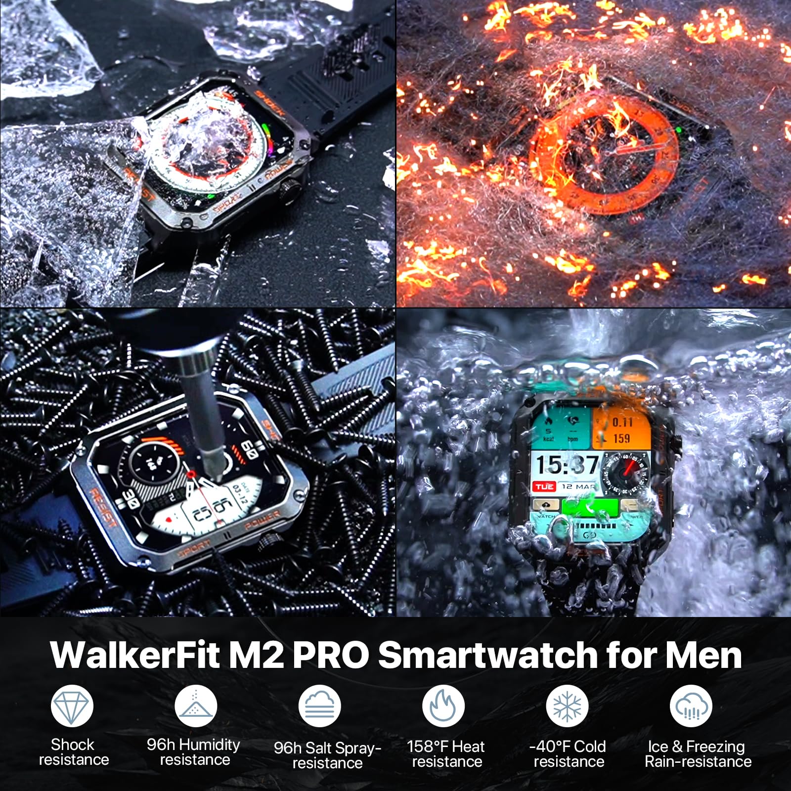 Military-Grade Smartwatch For Men, Fitness Tracker For Android/Iphone, 1.91 Hd Touchscreen, Bluetooth Answer/Make Calls, Ip68 Wa