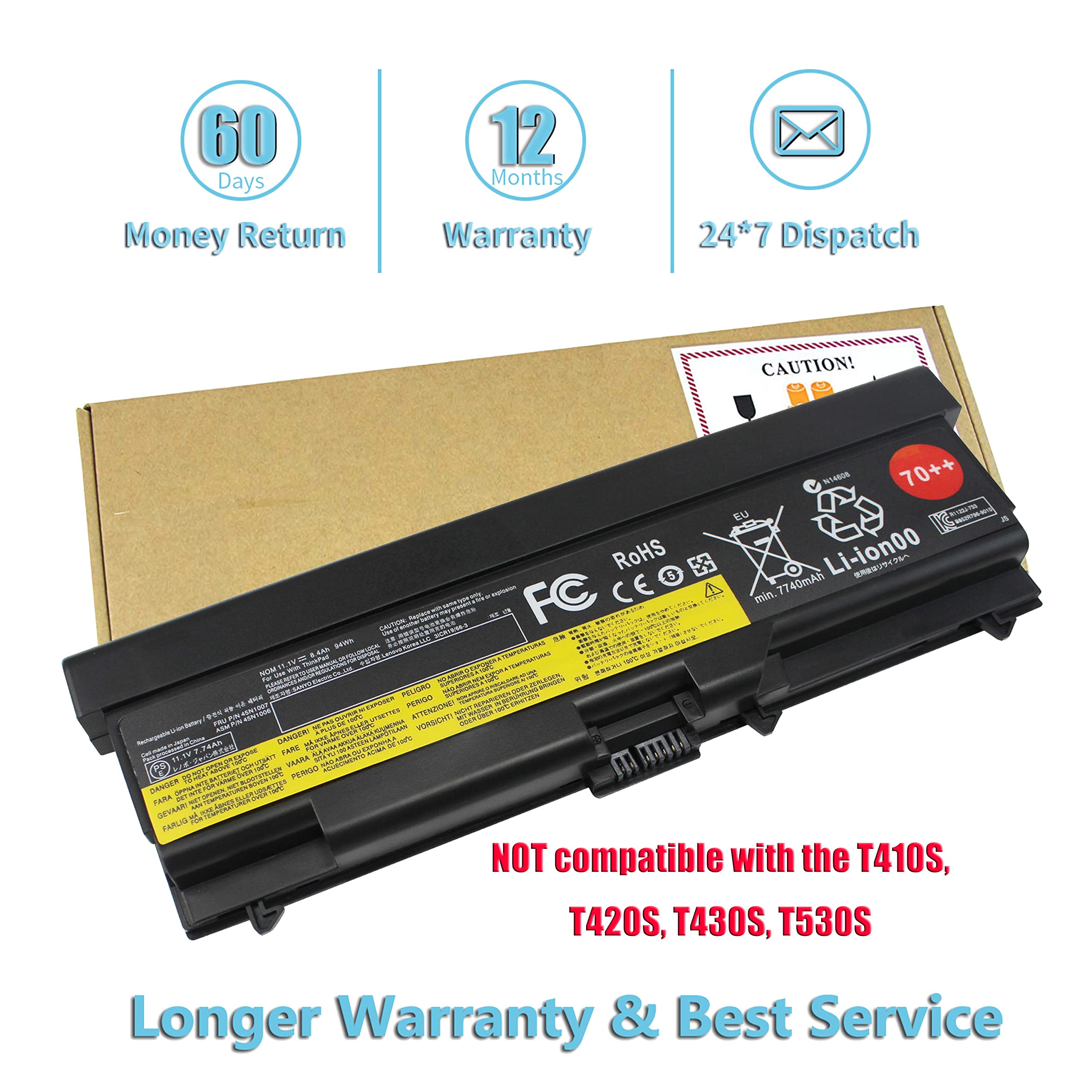 Bovekeey T430 W510 70++ 0A36303 Battery 94Wh For Lenovo Thinkpad T420 T410 T530 T520 T510 W530 W520 L430 L420 L412 L530 L520 L51