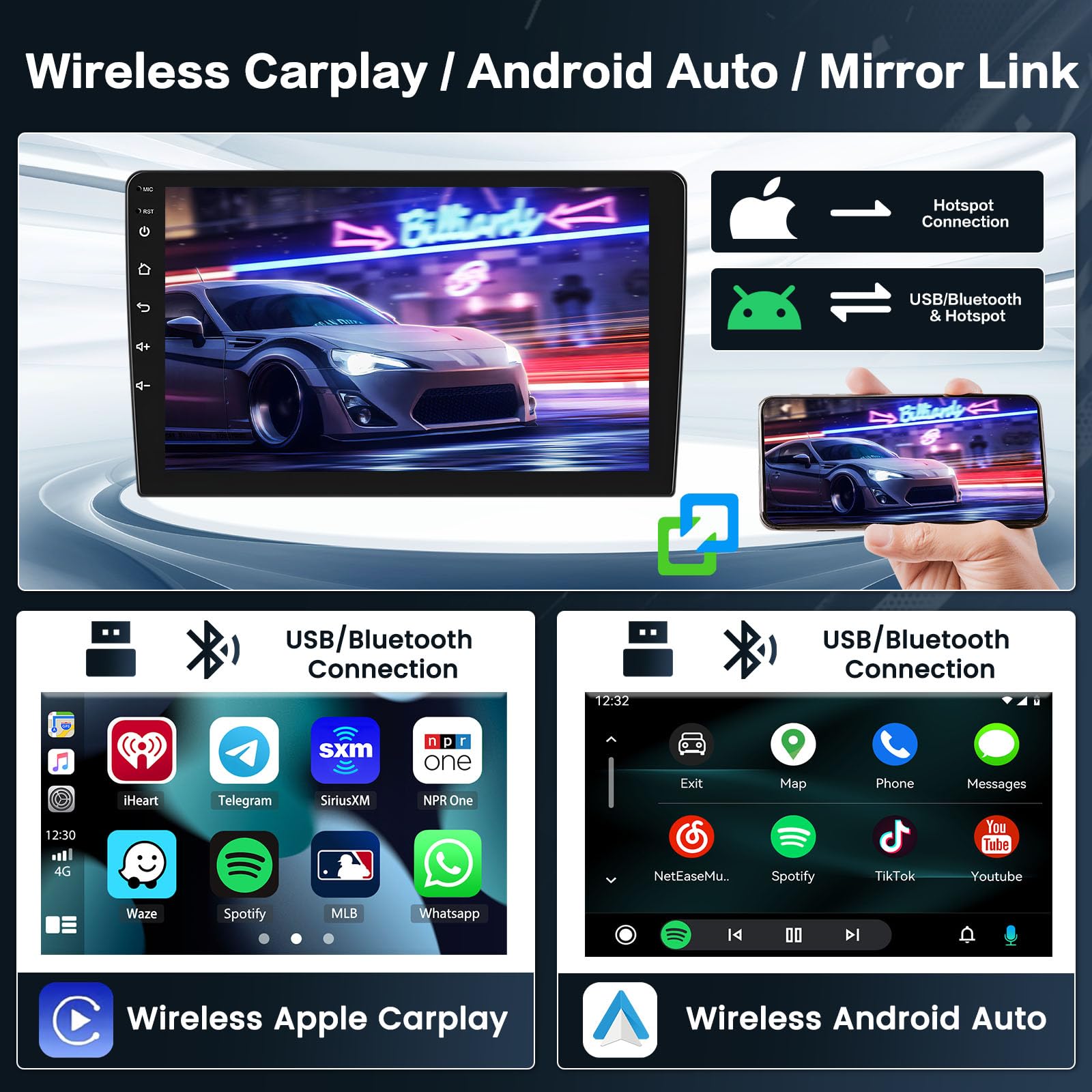 Inefala 8 Core 4+64G Android Car Stereo Screen For Kia Soul 2014 2017(Manual A/C) Radio Upgrade, 9'' Touch Screen With Wireless