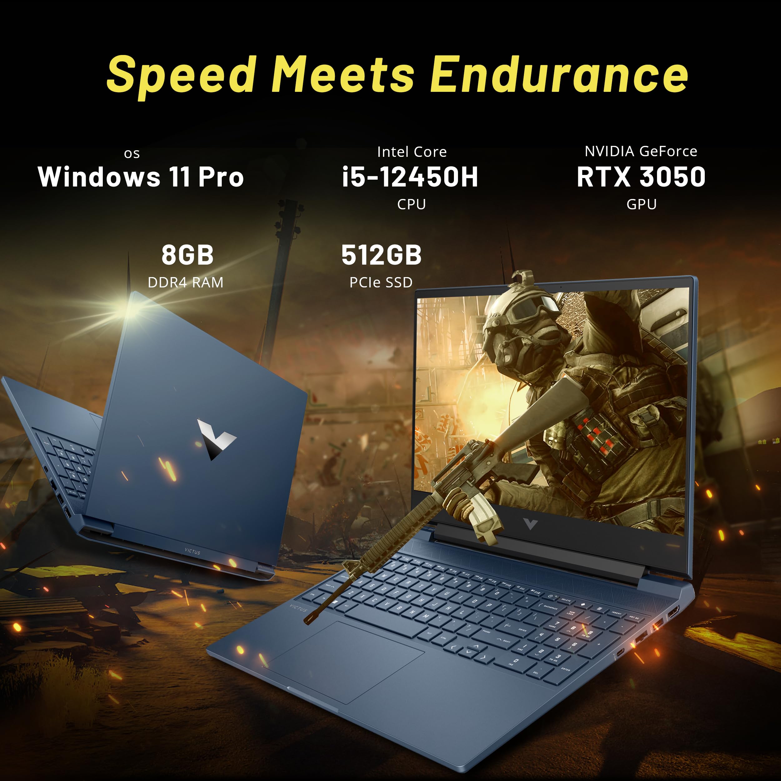 Hp Victus 15.6'' 144Hz Fhd Gaming Laptop, Intel I5-12450H, 8Gb Ram, 512Gb Pcie Ssd, Nvidia Geforce Rtx 3050, Backlit Keyboard, N