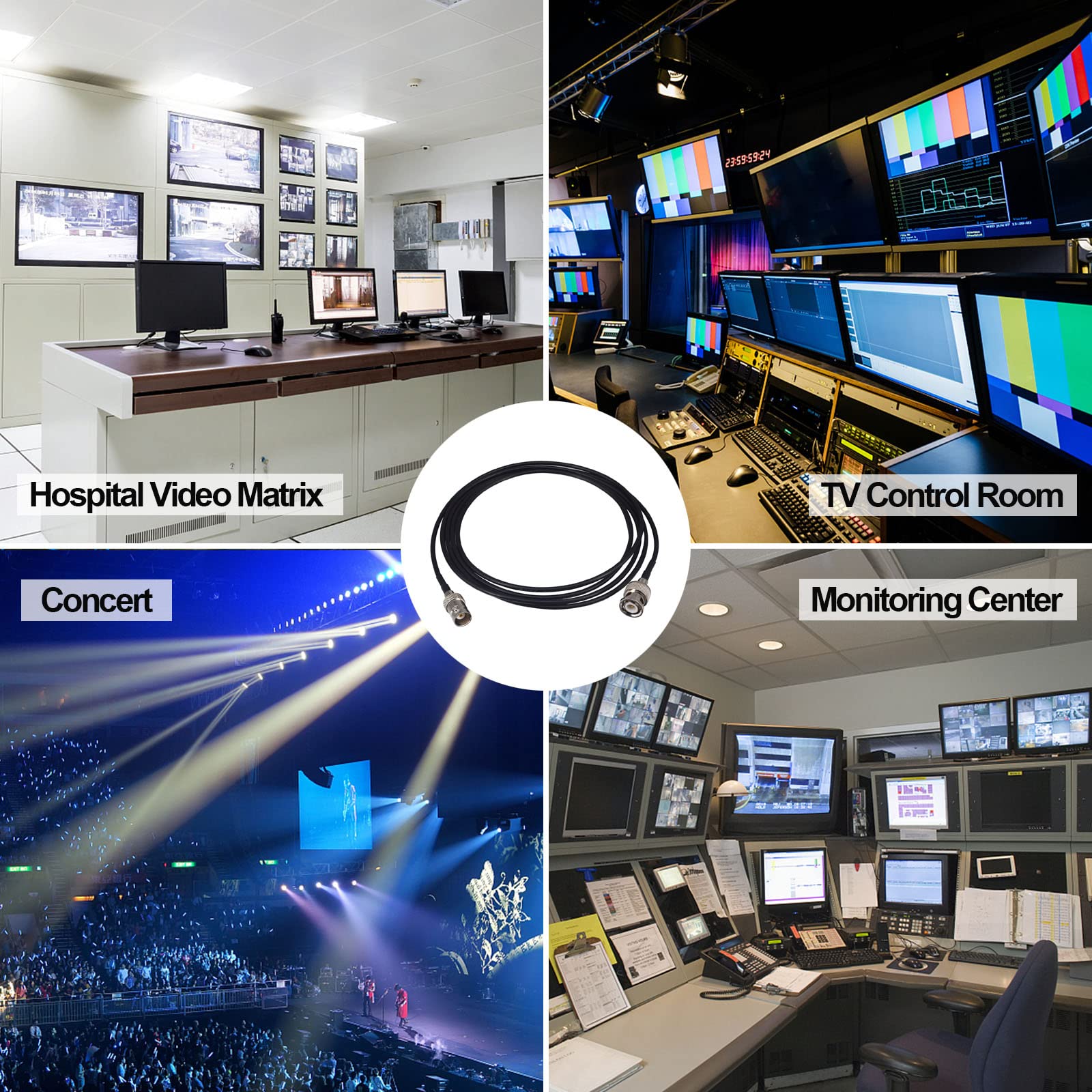 Yotenko Bnc Jumper Cable 3Ft Bnc Male To Bnc Female Extension Cable 50 Ohm Sdi Cable Cctv Extension Coaxial Line Cable Rg174 For