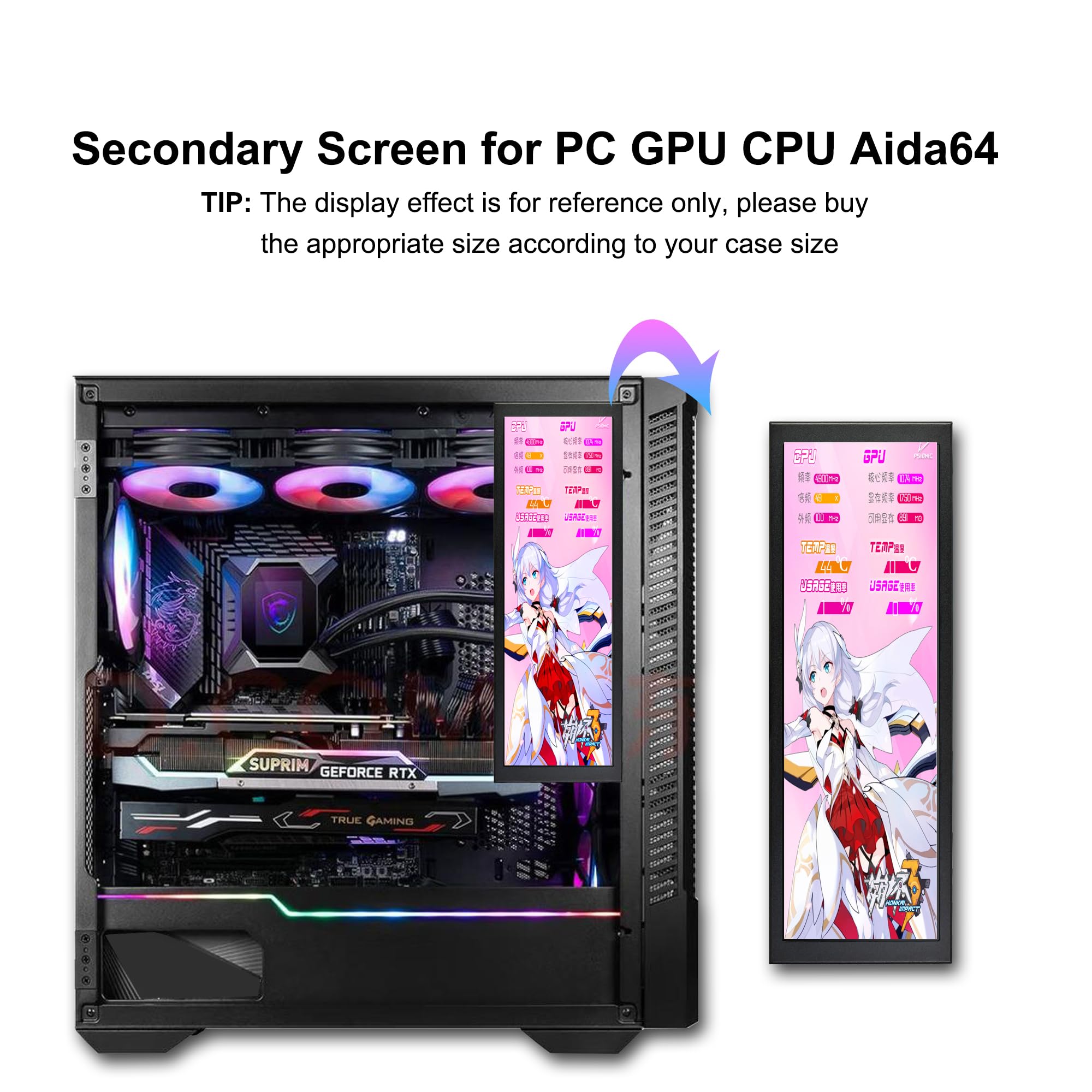 Wisecoco 7.84 Inch Mini Monitor Hd Ips 1280X400 Secondary Screen Stretched Bar Lcd Display With Casing For Laptop Computer Speed