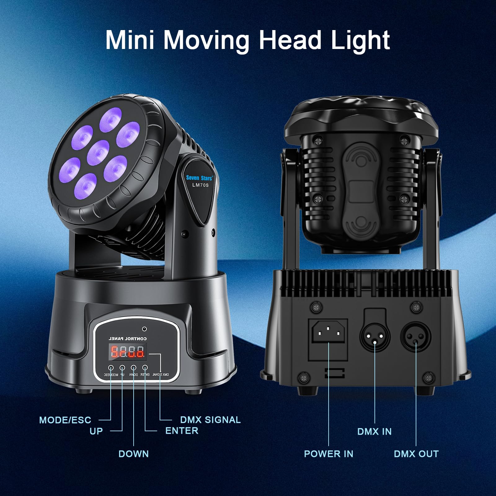 Seven Stars Dj Lights Moving Head 60W Light Stage Lighting Rgbw Dj Light 9/16 Channel Dmx 512 Spotlight For Bars, Disco, Church,