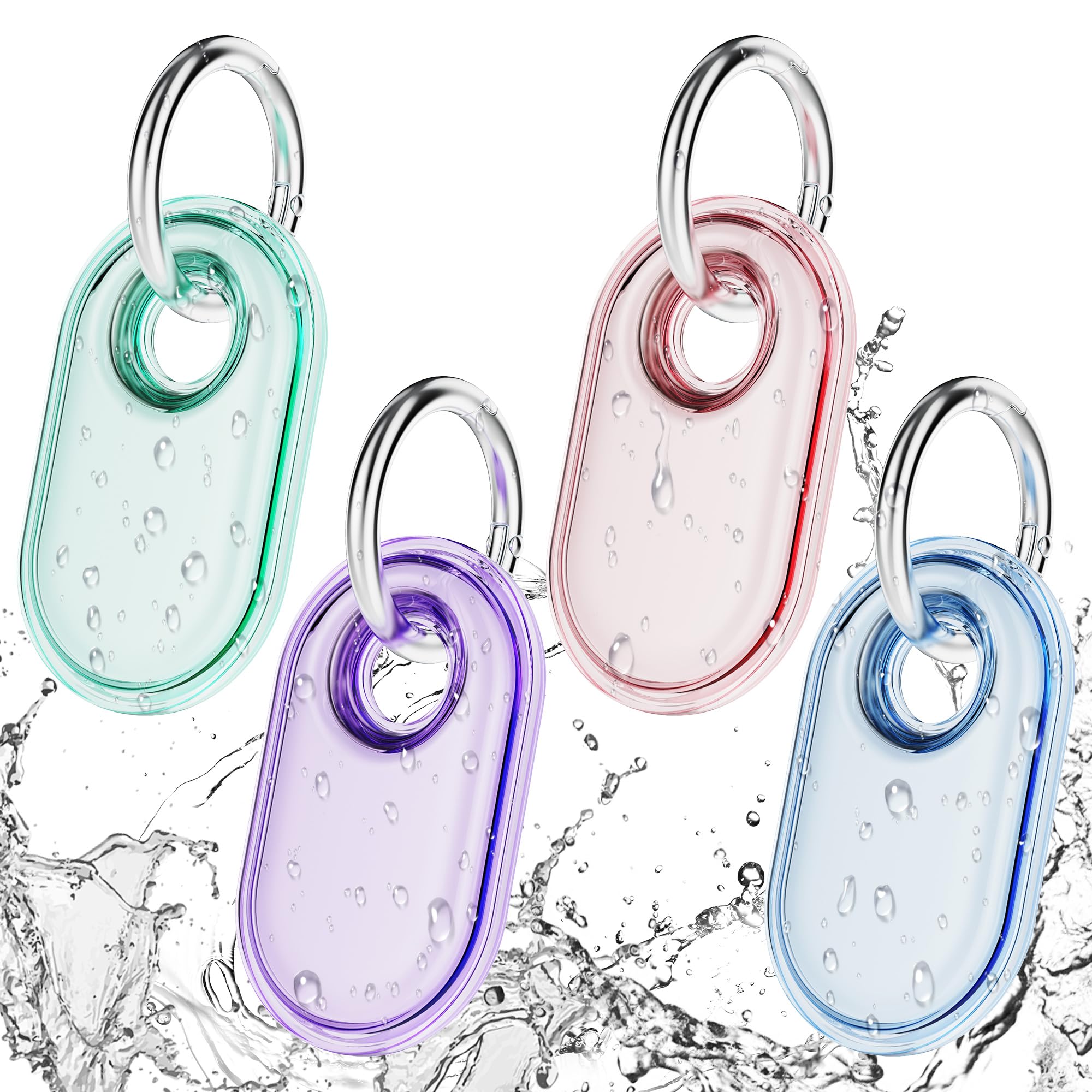 4 Pack For Samsung Smart Tag 2 Case With Key Ring, Full Wrapped Ipx8 Waterproof Tpu Cover For Galaxy Smarttag2, Anti Scratch Pro