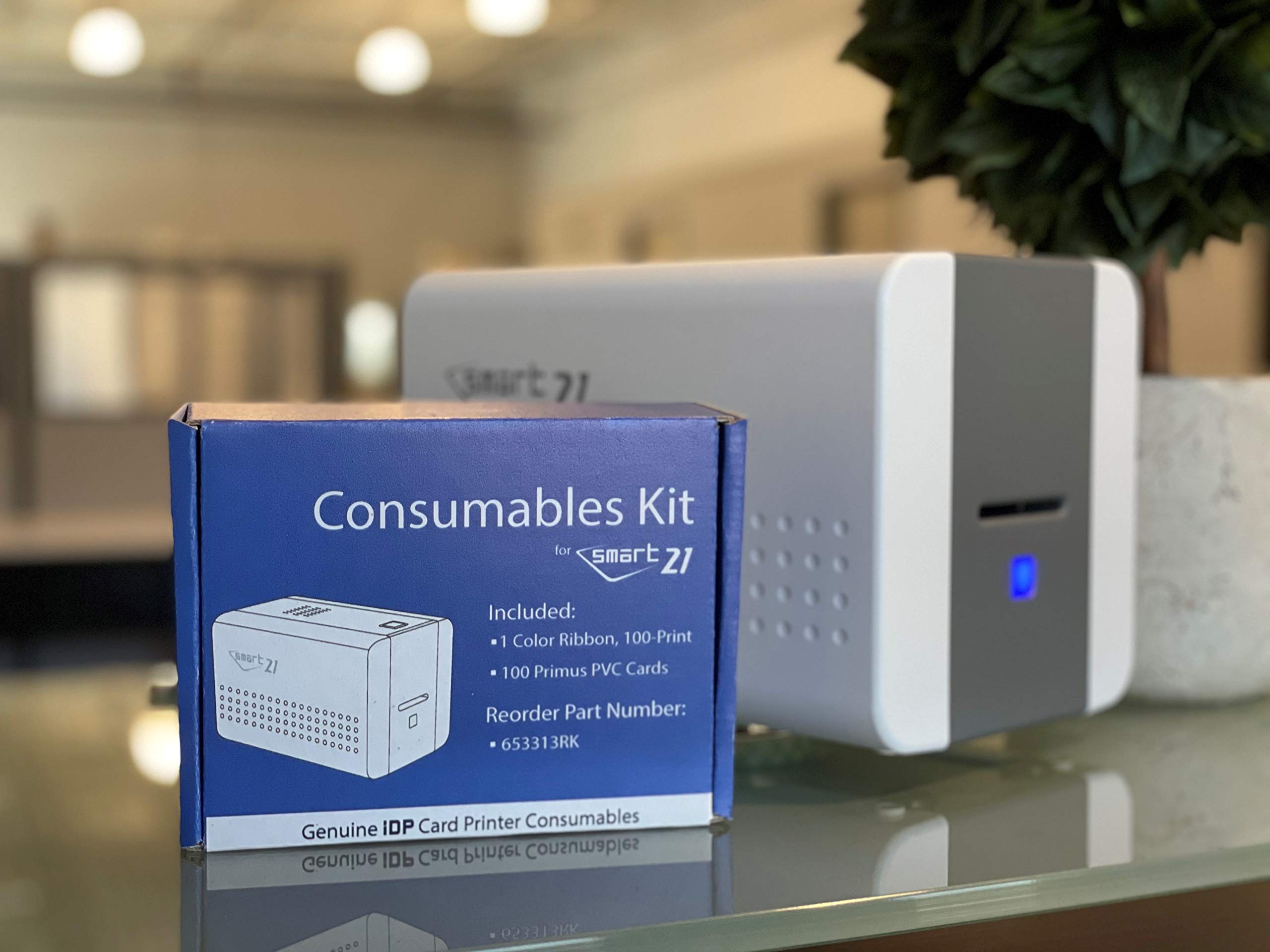 Idp Smart 21 Ymcko Consumables Kit With Color Printer Ribbon, 100 Primus Pvc Cards, And Cleaning Roller