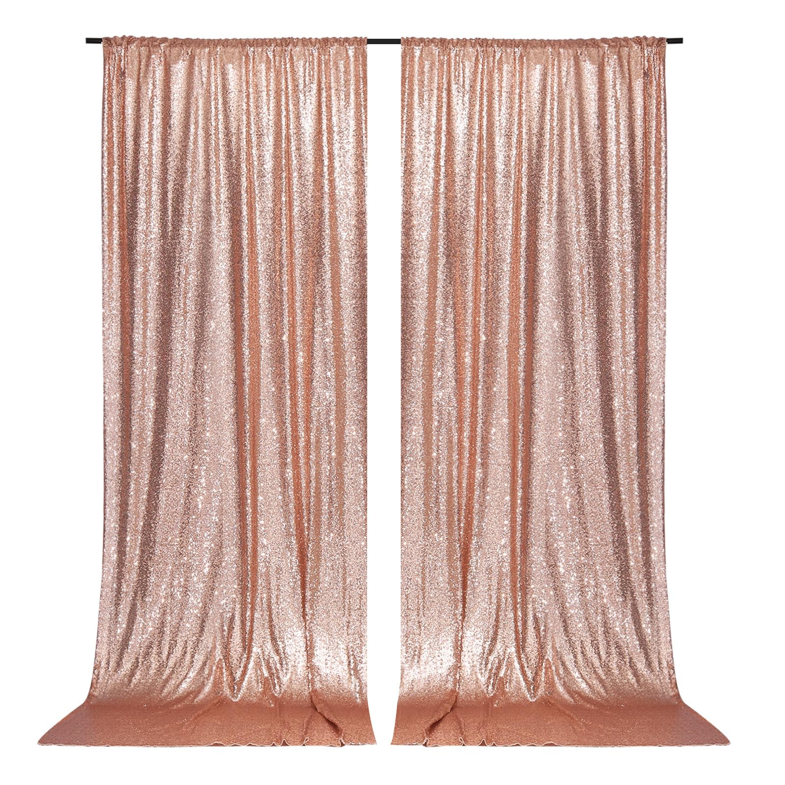 Partydelight 2 Panels Sequin Backdrop Rose Gold Photography 5Ft X 10Ft Curtains