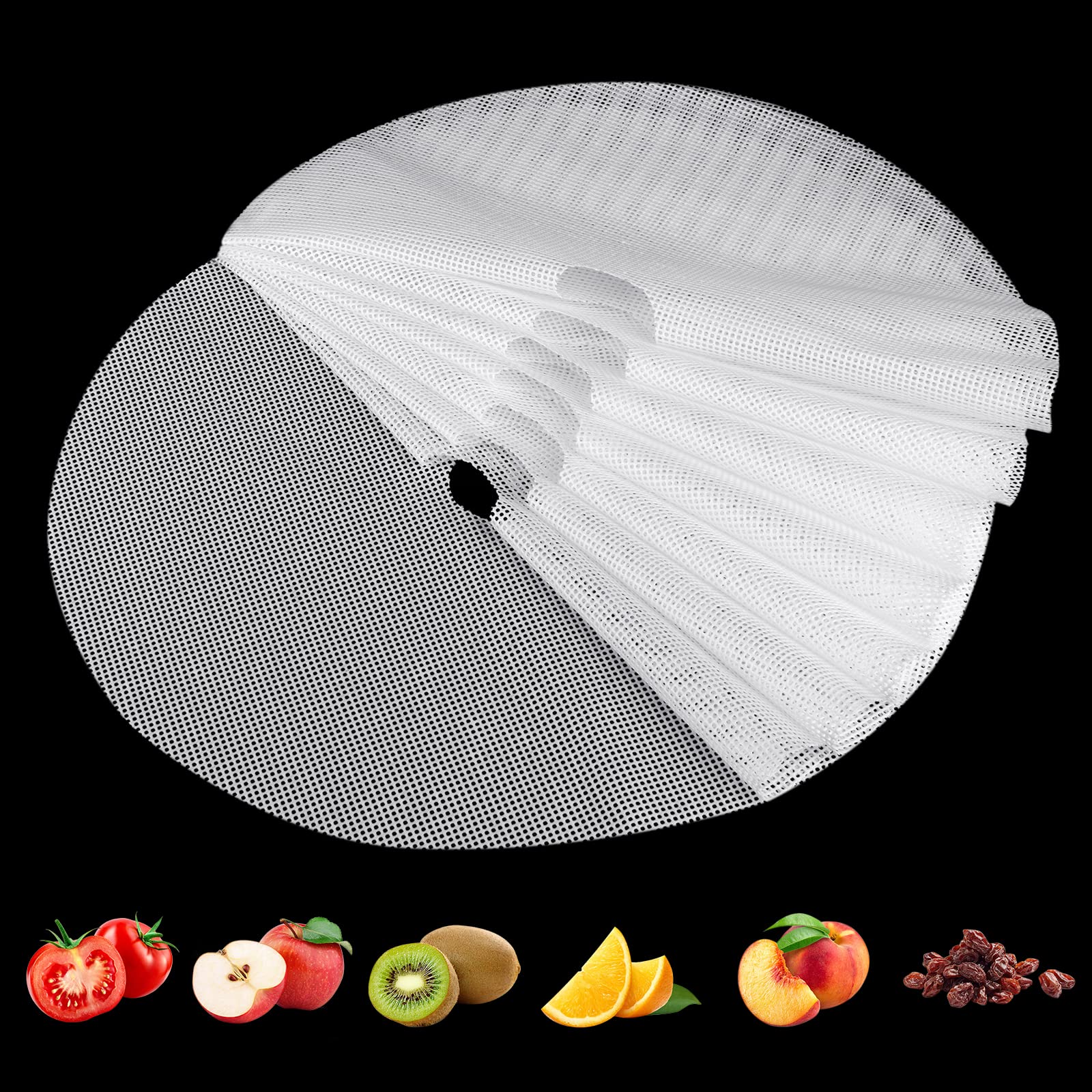 (8 Pack) Round Silicone Dehydrator Sheets, Dostk Premium Non Stick Silicone Mesh for Fruit Dehydrator, Tray Liner Reusable (Roun