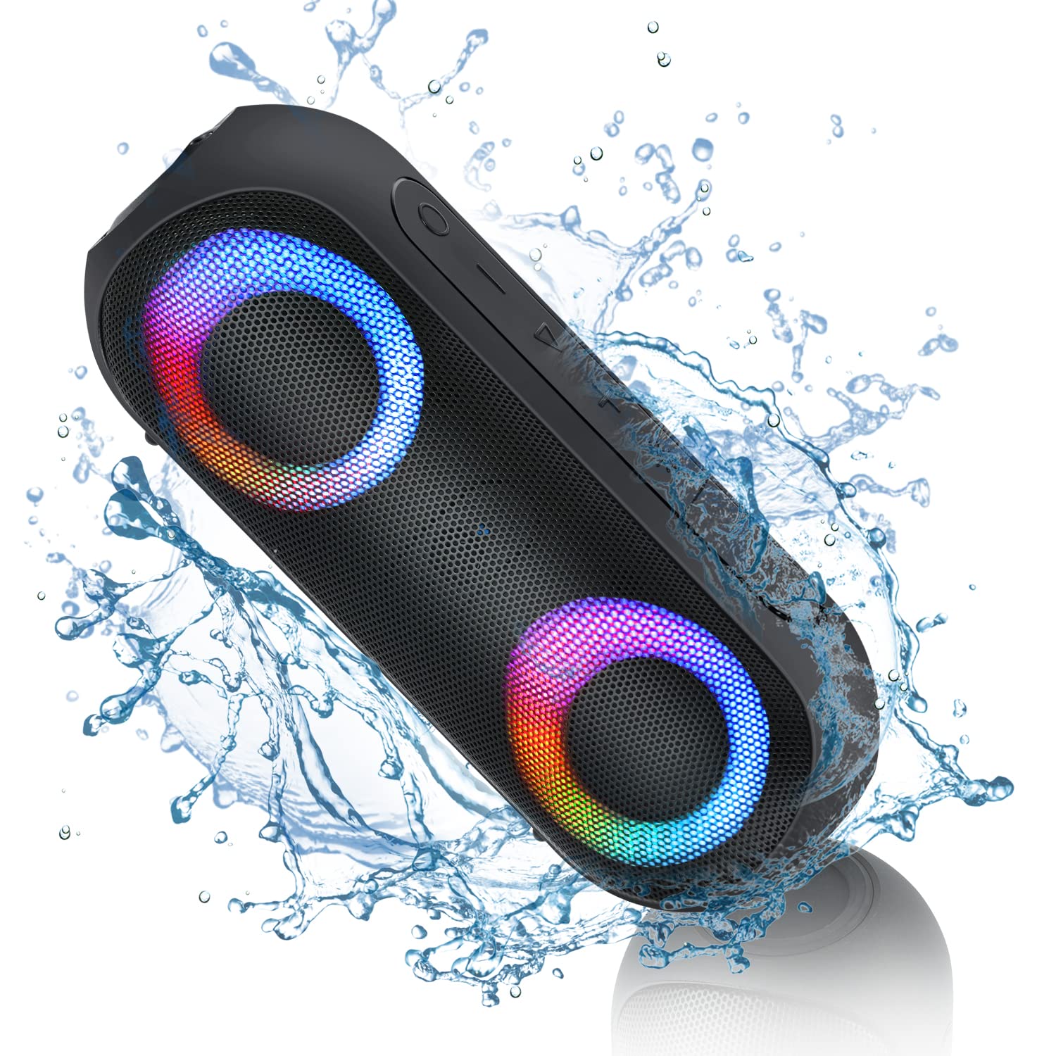 Bluetooth Speakers With Light, 30W Portable Bluetooth Wireless(100Ft Range) Loud Stereo Sound, Ipx7 Waterproof Shower Speakers, Rgb Multi Colors Rhythm Lights, 1000Mins Playtime For Indoor&Outdoor