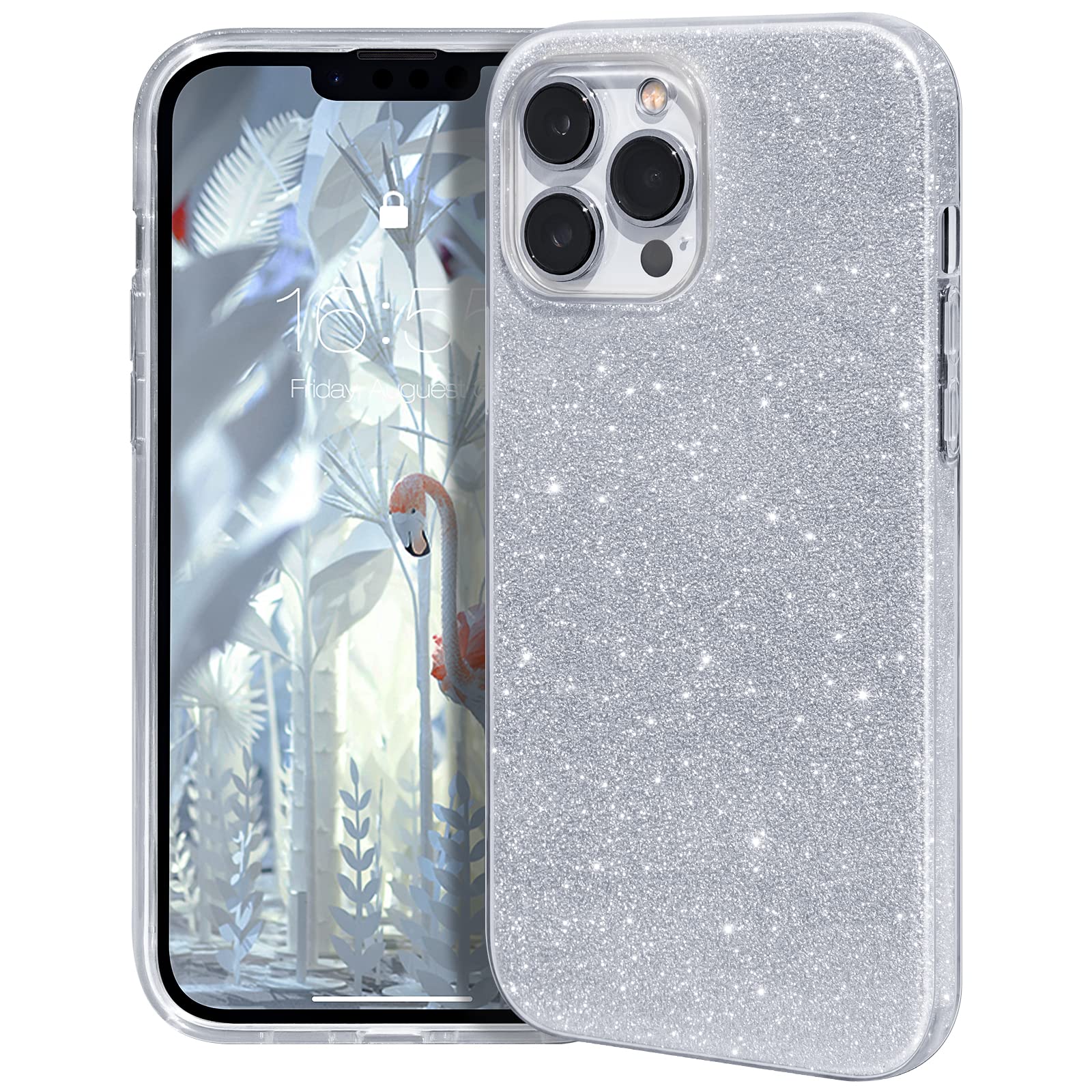 Mateprox Compatible With Iphone 13 Pro Case Bling Sparkle Cute Girls Women Protective Cover For Iphone 13 Pro 6.1'' 2021(Sliver)
