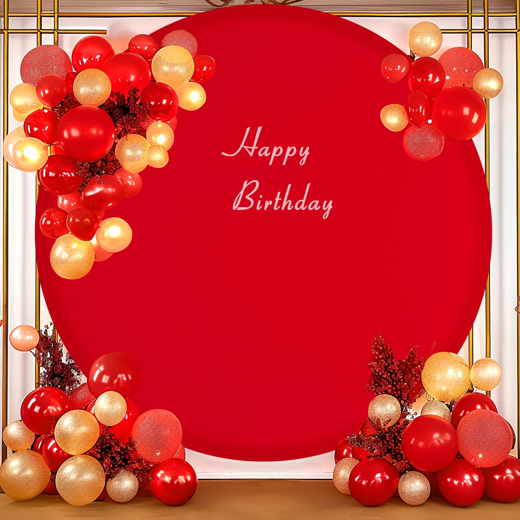 Gallety 7.2 Ft Red Round Backdrop Cover For 5 To 7.2Ft Round Backdrop Stand   Adjustable Circle Arch Backdrop Cover For Wedding