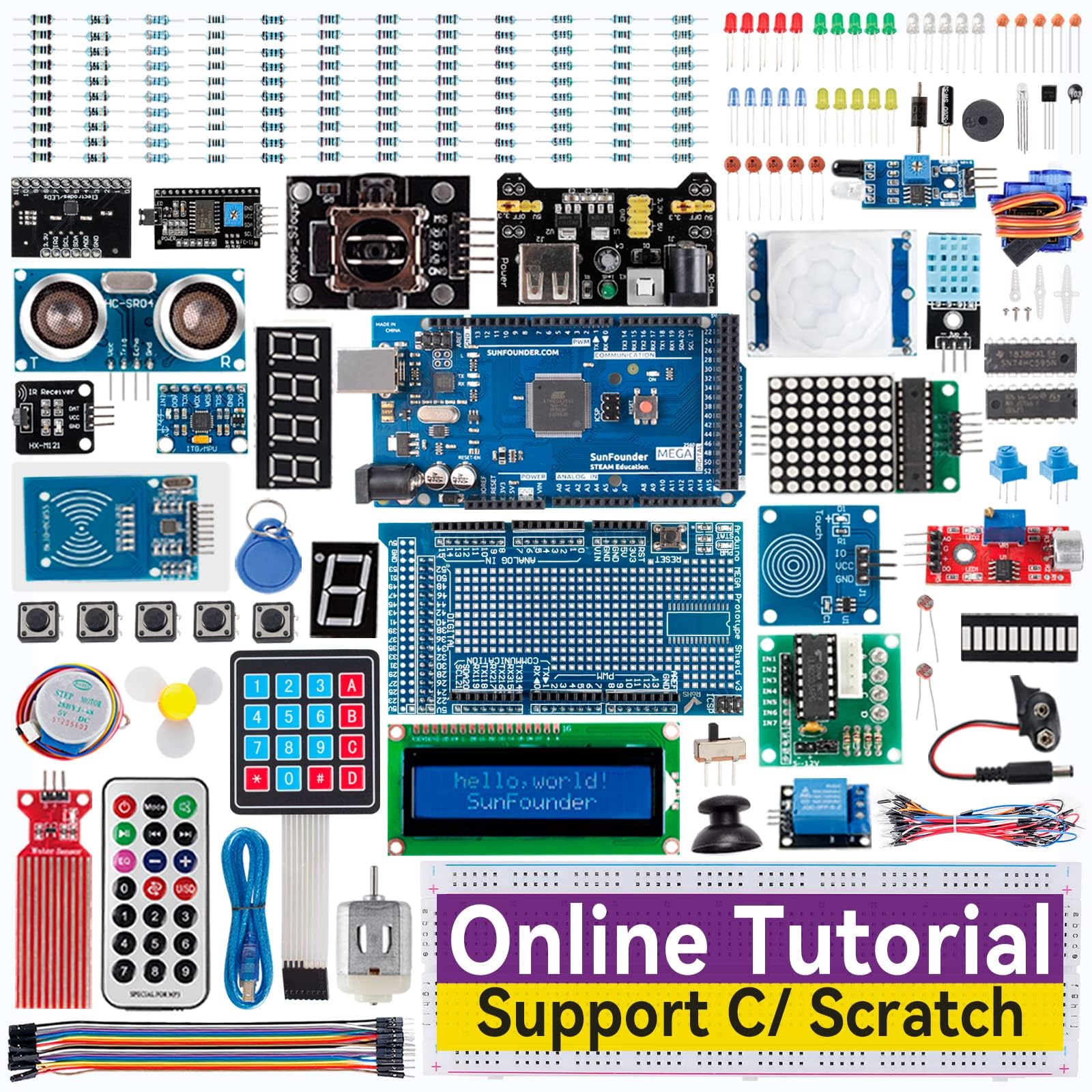 Sunfounder Project The Most Complete Electronics Starter Kit Compatible With Arduino Mega 2560 R3 Mega328 Nano, 73 Tutorials Inc