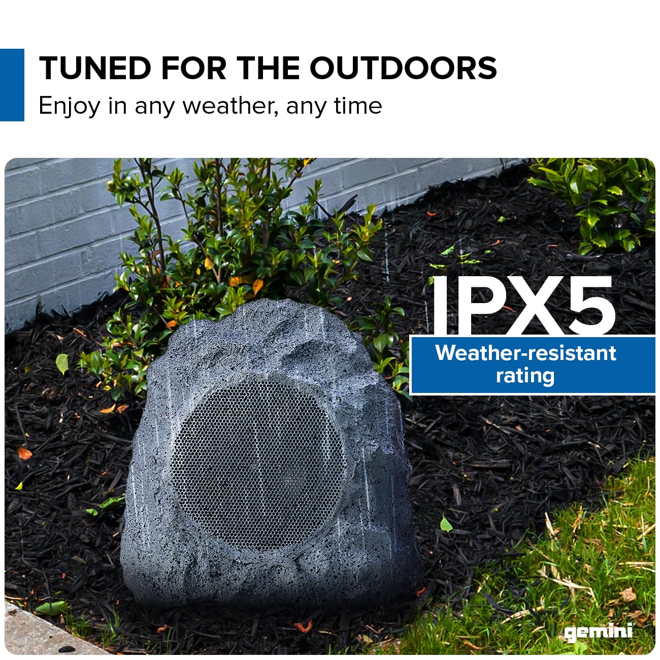Gemini Sound Ghrk 400 Pr Rechargeable Bluetooth Outdoor Rock Speaker Pair   Wireless, Waterproof Ipx5, Tws Stereo Pairing, 10 Hour Play Time Battery For Patio & Garden Audio