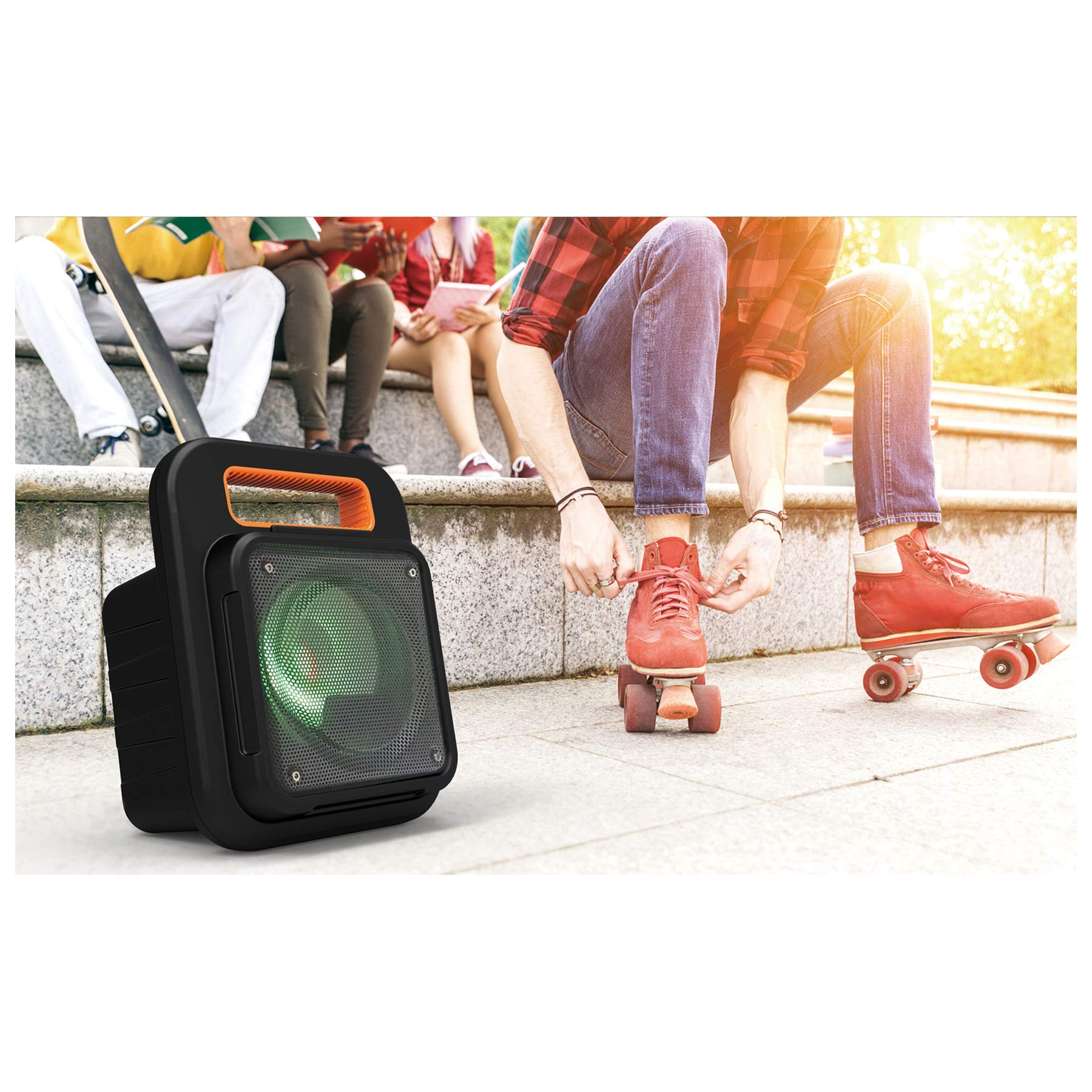 Ilive Isb309B Wireless Tailgate Party Speaker, With Led Light Effects And Built In Rechargeable Battery, Black