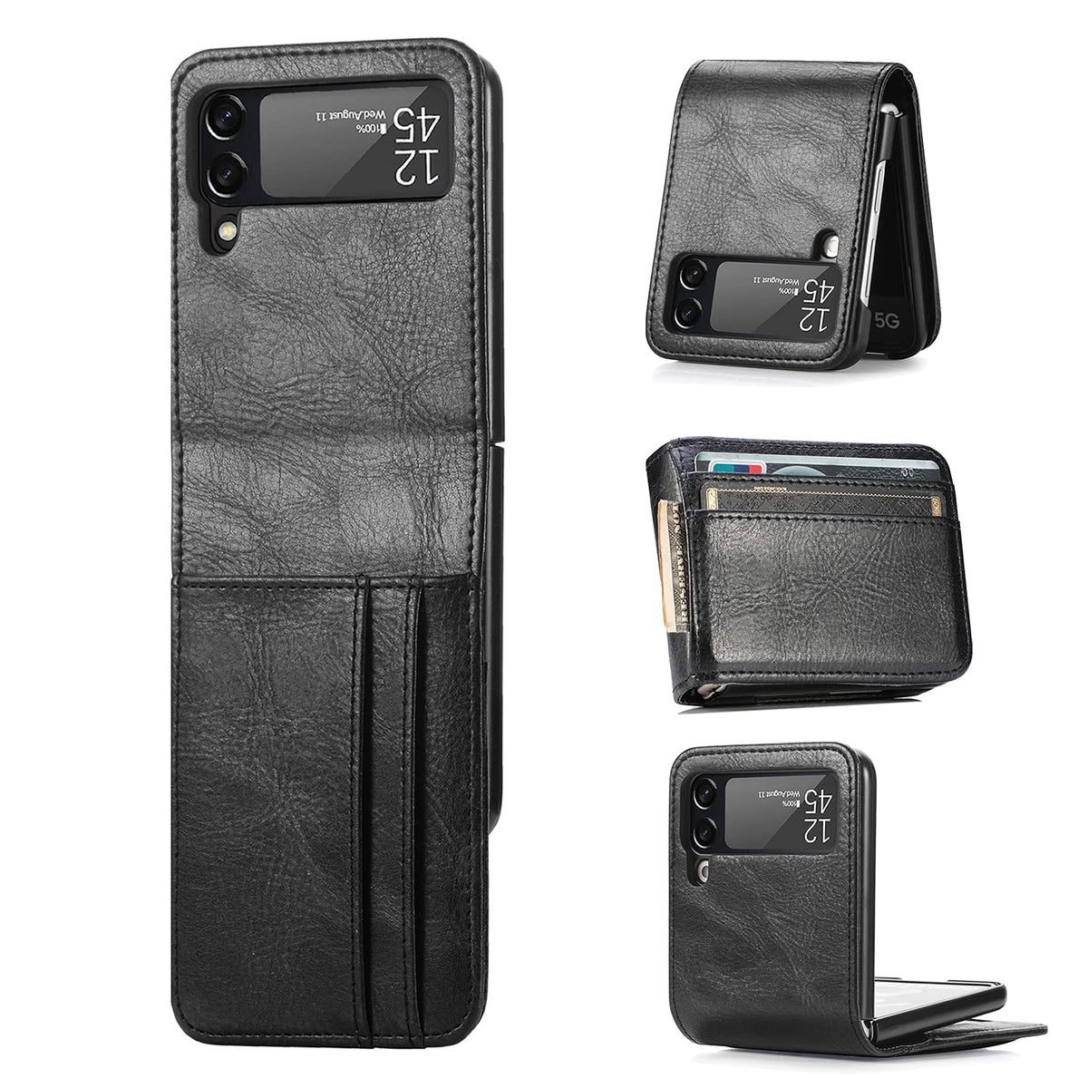 Zcdaye Wallet Case For Samsung Galaxy Z Flip 4 Case,Samsung Galaxy Z Flip 4 5G (2022) Case, Z Flip 4 Leather Case With Card Hold