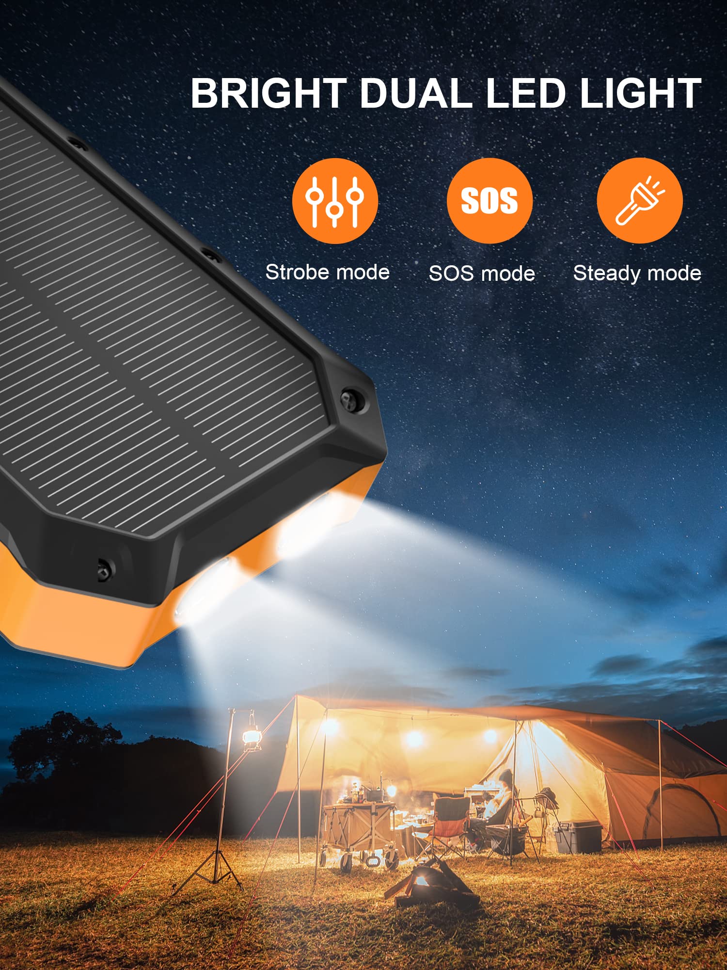 Solar Power Bank Portable Charger 42800Mah Solar Phone Charger With 4 Usb Ports/Led Flashlight Fast Charge Usb C External Backup