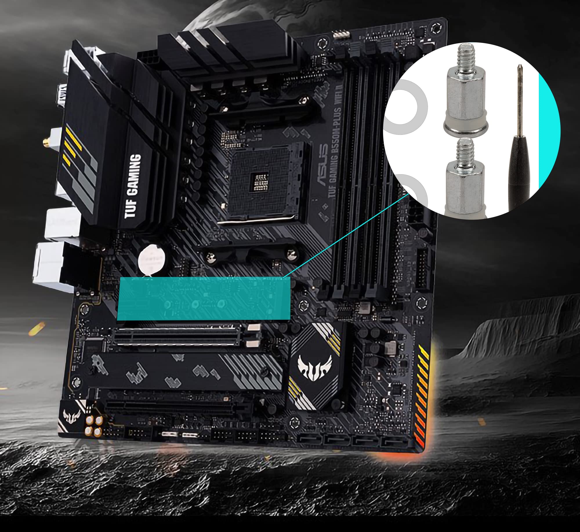 CO-RODE 20 Sets Silver M.2 Screws NVMe SSD Mounting Kit with Screwdriver for ASUS Motherboard