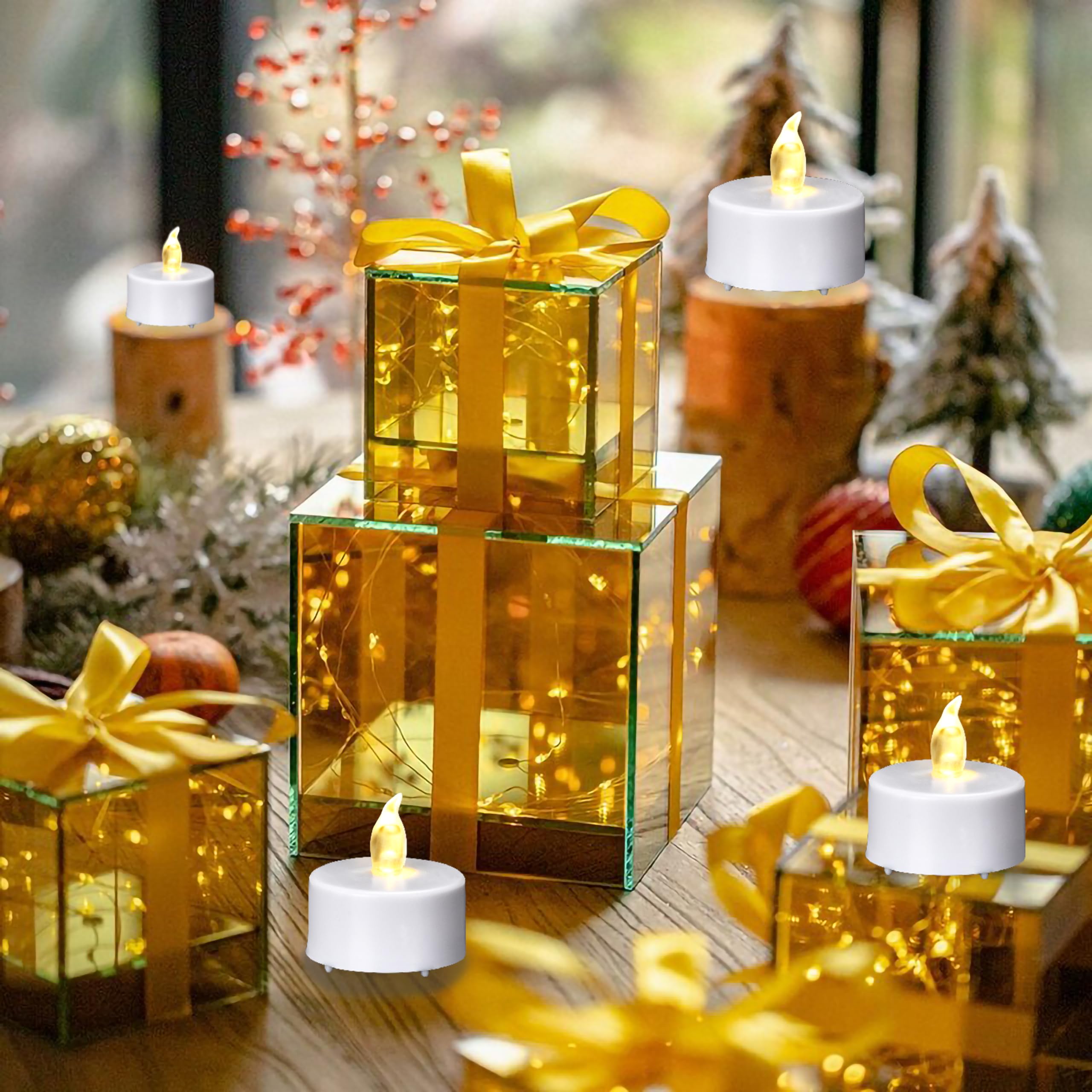 Paichi Tea Lights Candles Battery Operated With Remote Control, 24Pcs Flickering Flameless Candle With Timer, Long Lasting 400+H