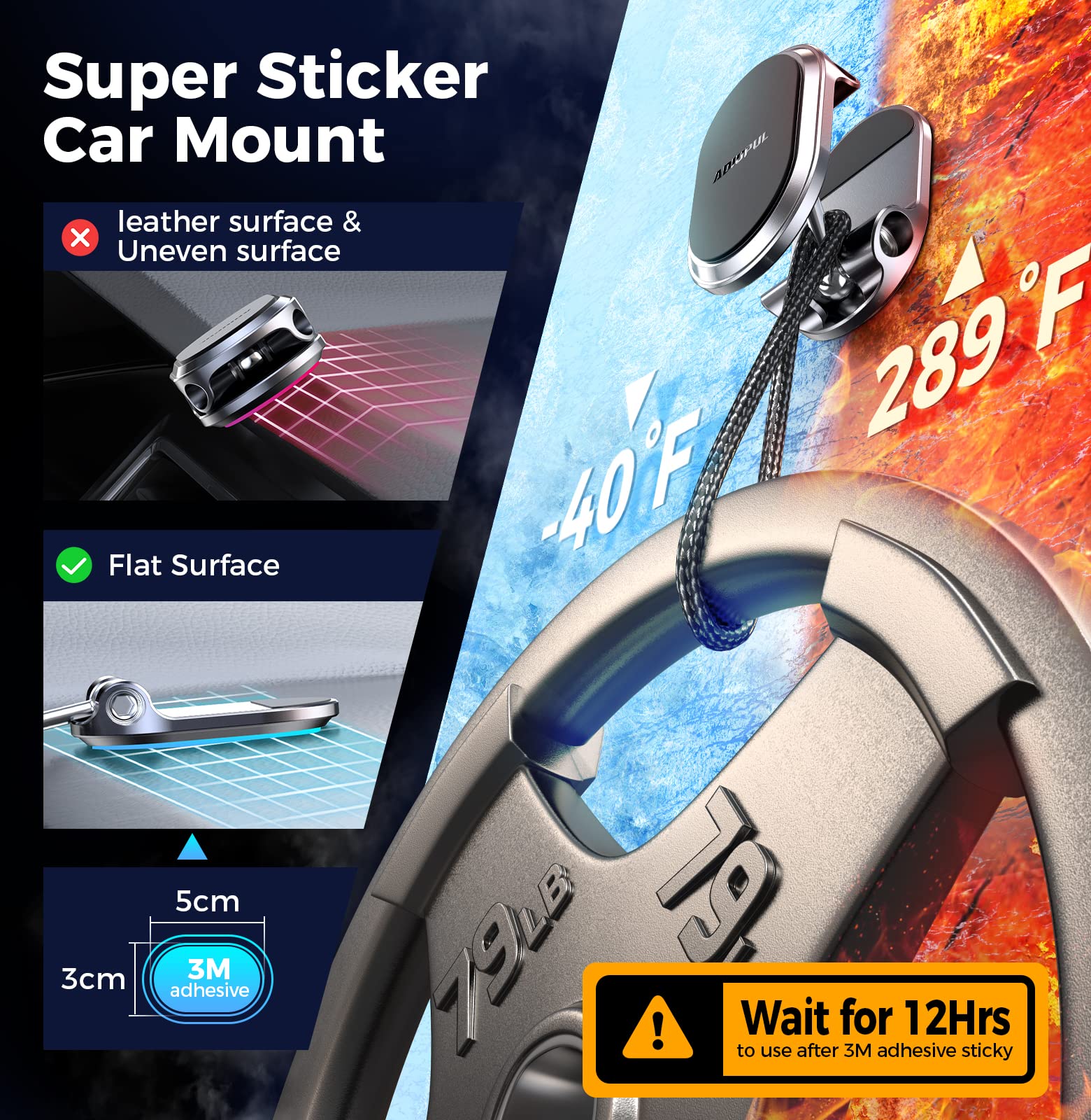 Magnetic Phone Holder For Car Metal Upgrade 6X Magnets Phone Mount Double 360