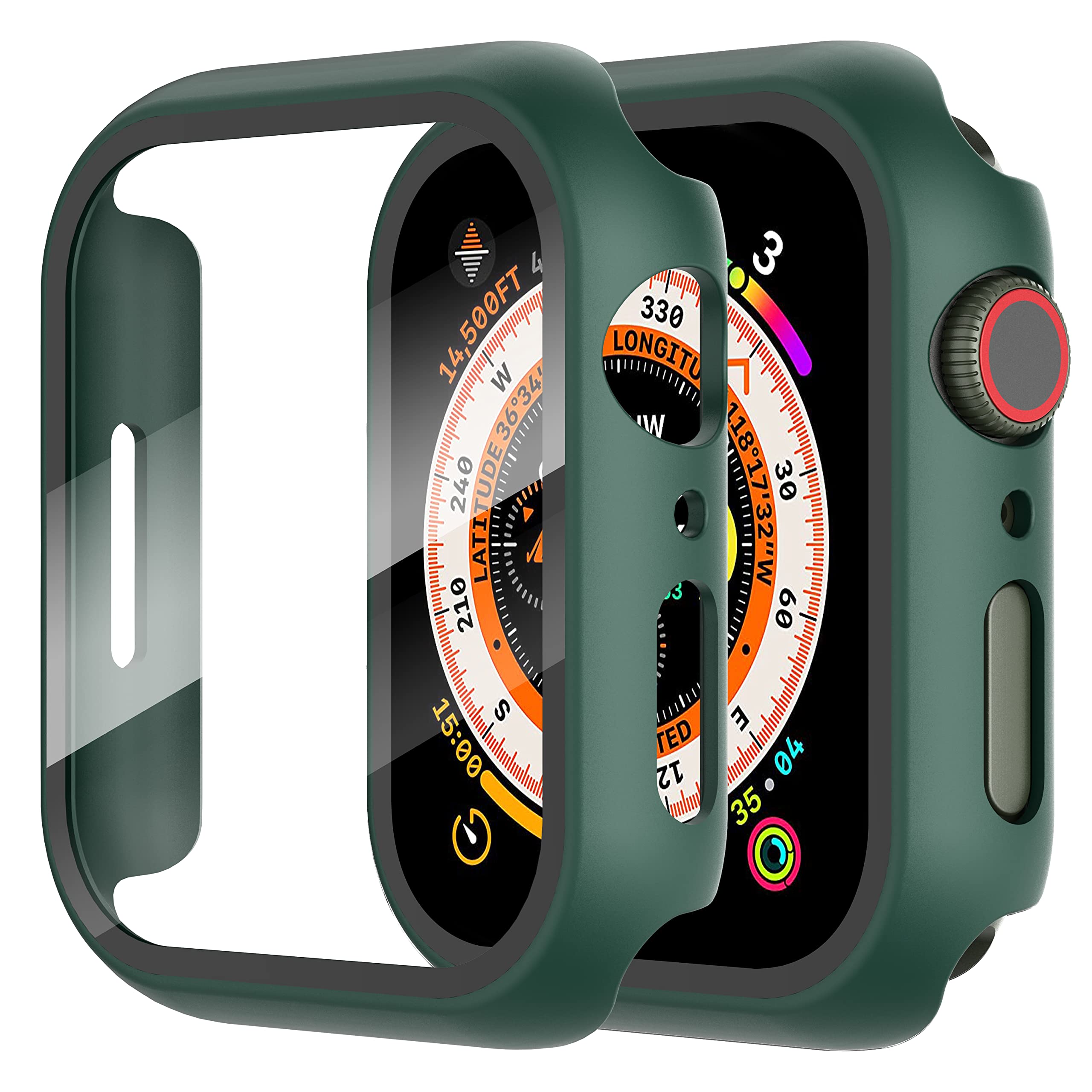 Suoman 2 Pack For Apple Watch Series 8/7/6/5/4/Series Se/Se 2 44Mm All Around Screen Protector Case, Tempered Glass Screen Prote