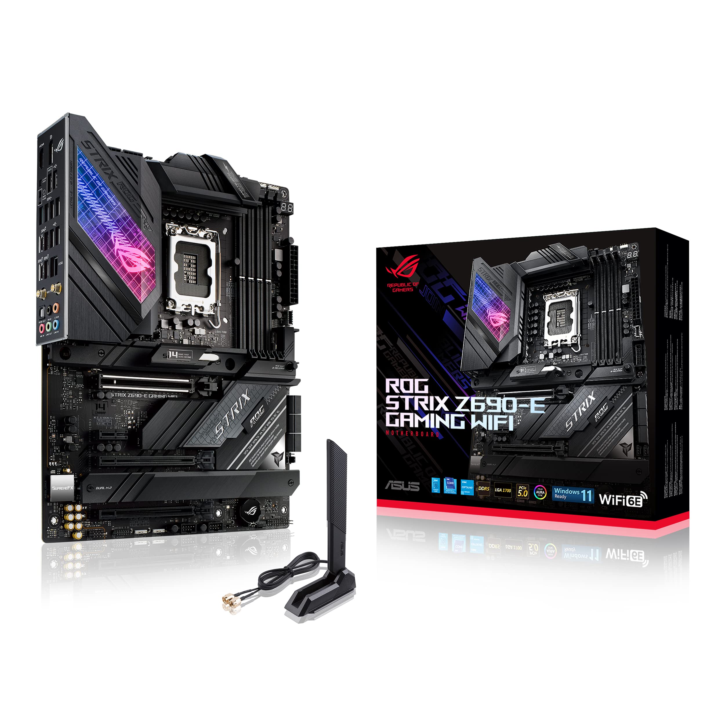 Asus Rog Strix Z690 E Gaming Wifi 6E Lga 1700(Intel 12Th Gen)Atx Gaming Motherboard(Pcie 5.0,Ddr5,2.5 Gb Lan,Thunderbolt 4,5Xm.2