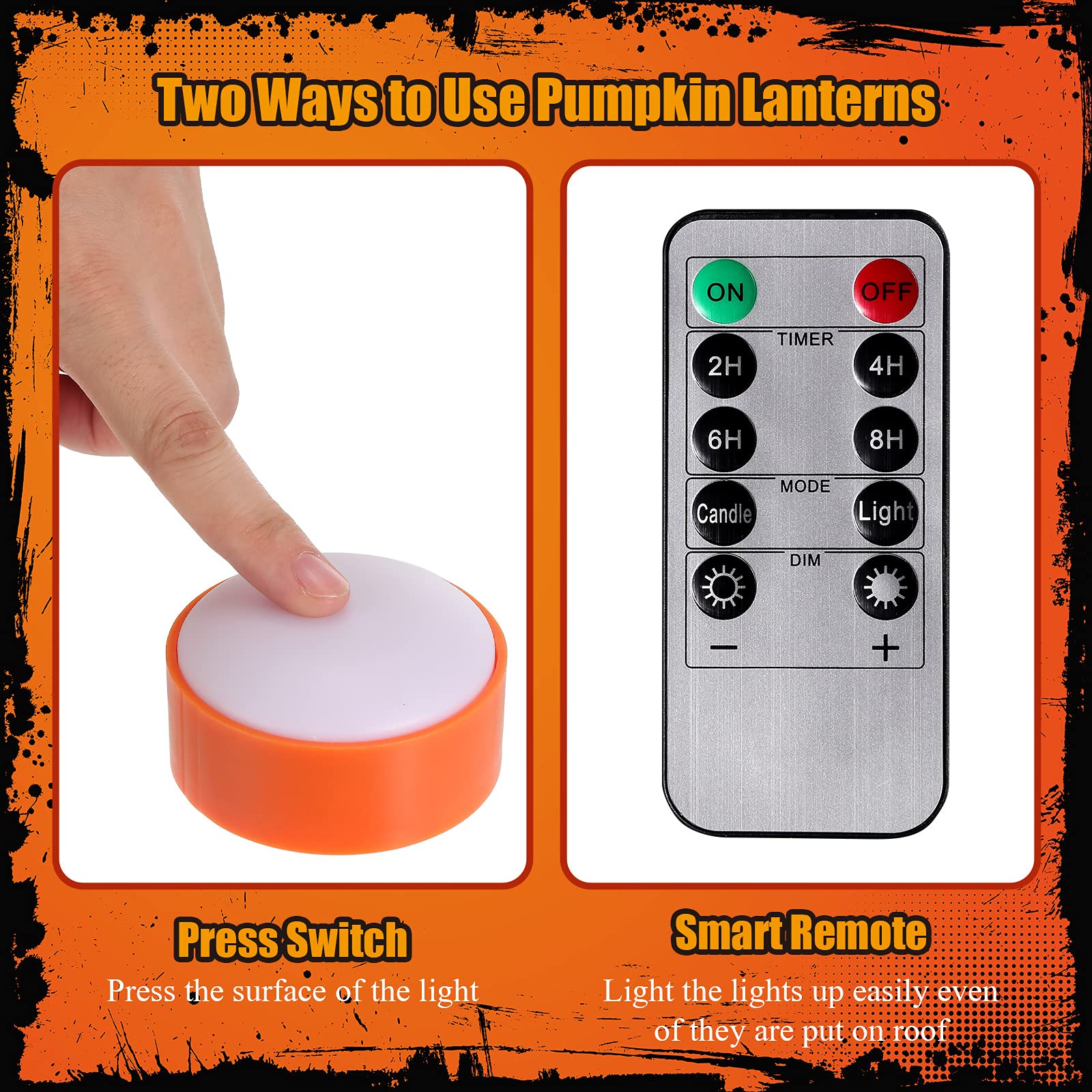 Riakrum 6 Pieces Halloween Pumpkin Lights With Remote And Timer Led Pumpkin Lights Battery Operated Pumpkin Pat Lights Jack O La