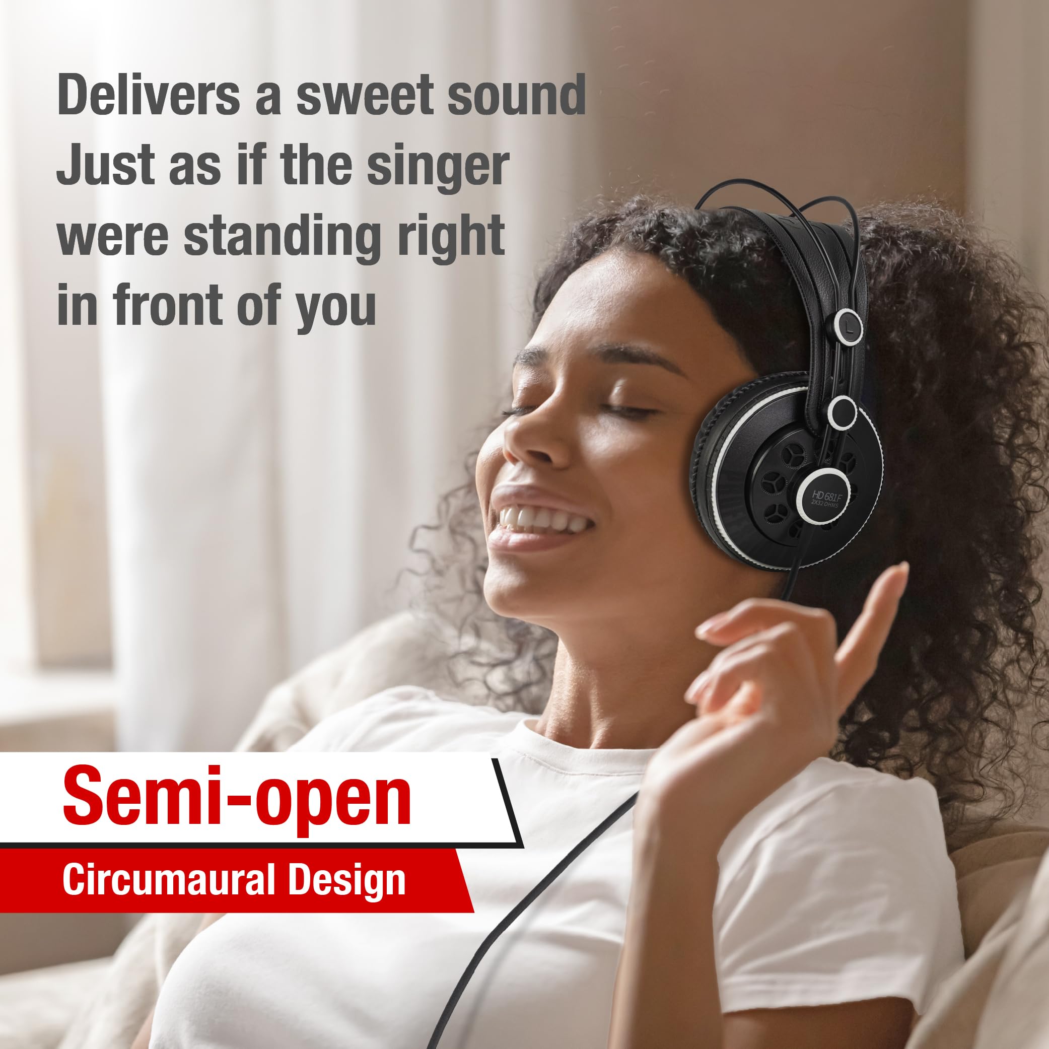 Superlux Hd681F Studio Monitor Headphones Over Ear Wired With 50Mm Neodymium Driver, Semi-Open, Sweet Vocal Sound, Copper-Coated