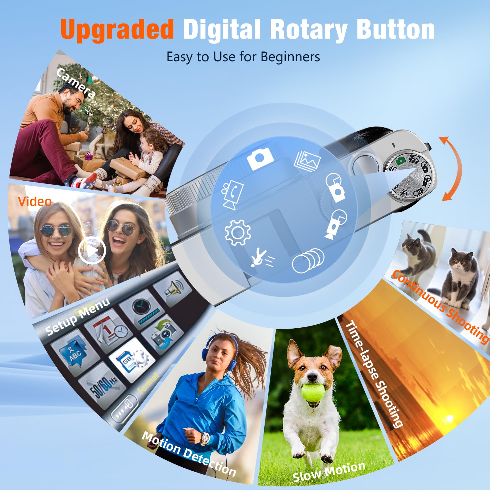 Bifevsr 4K Digital Camera With Sd Card, 48Mp Vlogging Camera With Viewfinder Flash Dial, Camera For Photography And Video Autofo