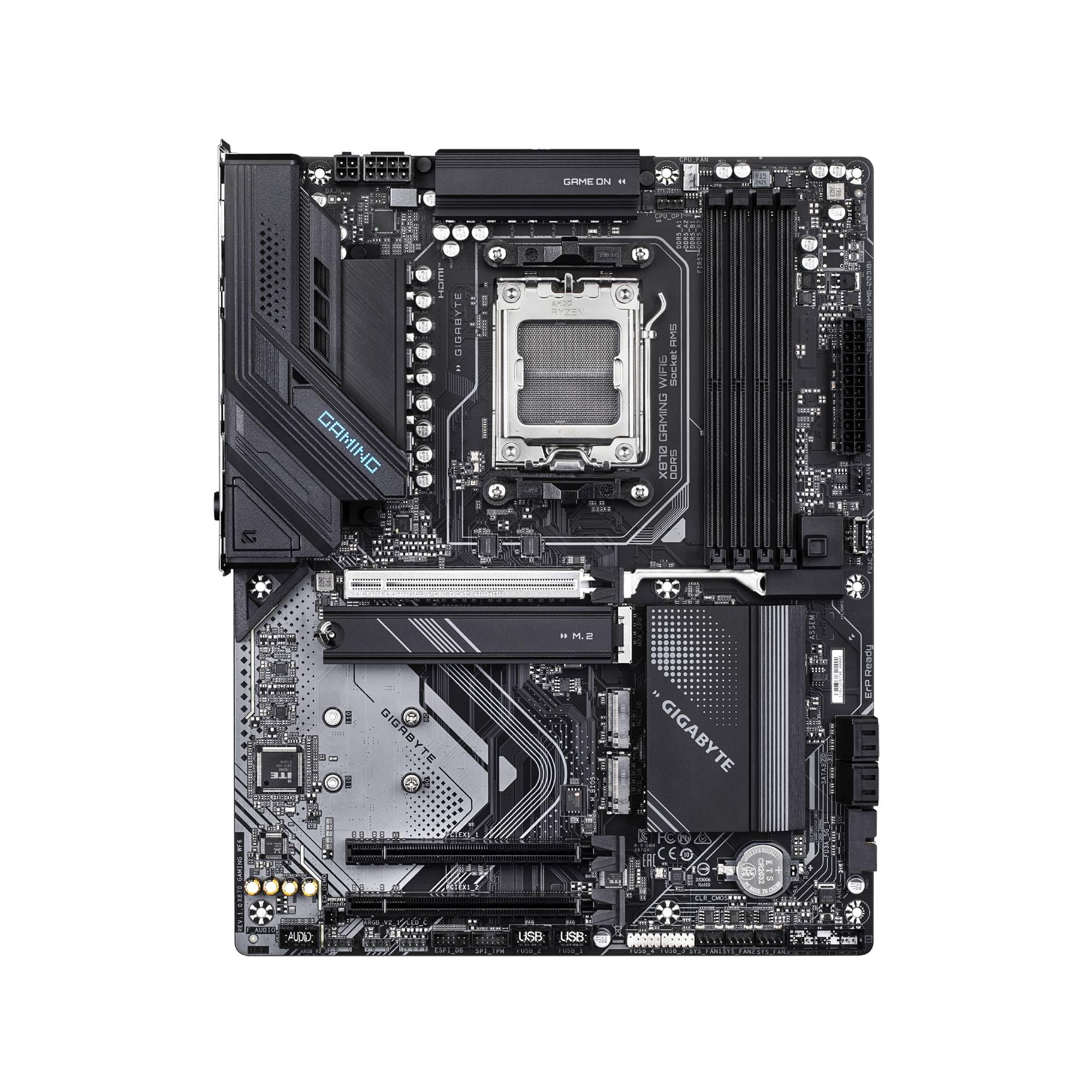 Gigabyte X870 Gaming Wifi6 Amd Am5 Lga 1718 Motherboard, Atx, Ddr5, 3X M.2, Pcie 5.0, Usb4, Wifi 6, 2.5Gbe Lan, Ez Latch, 5 Year