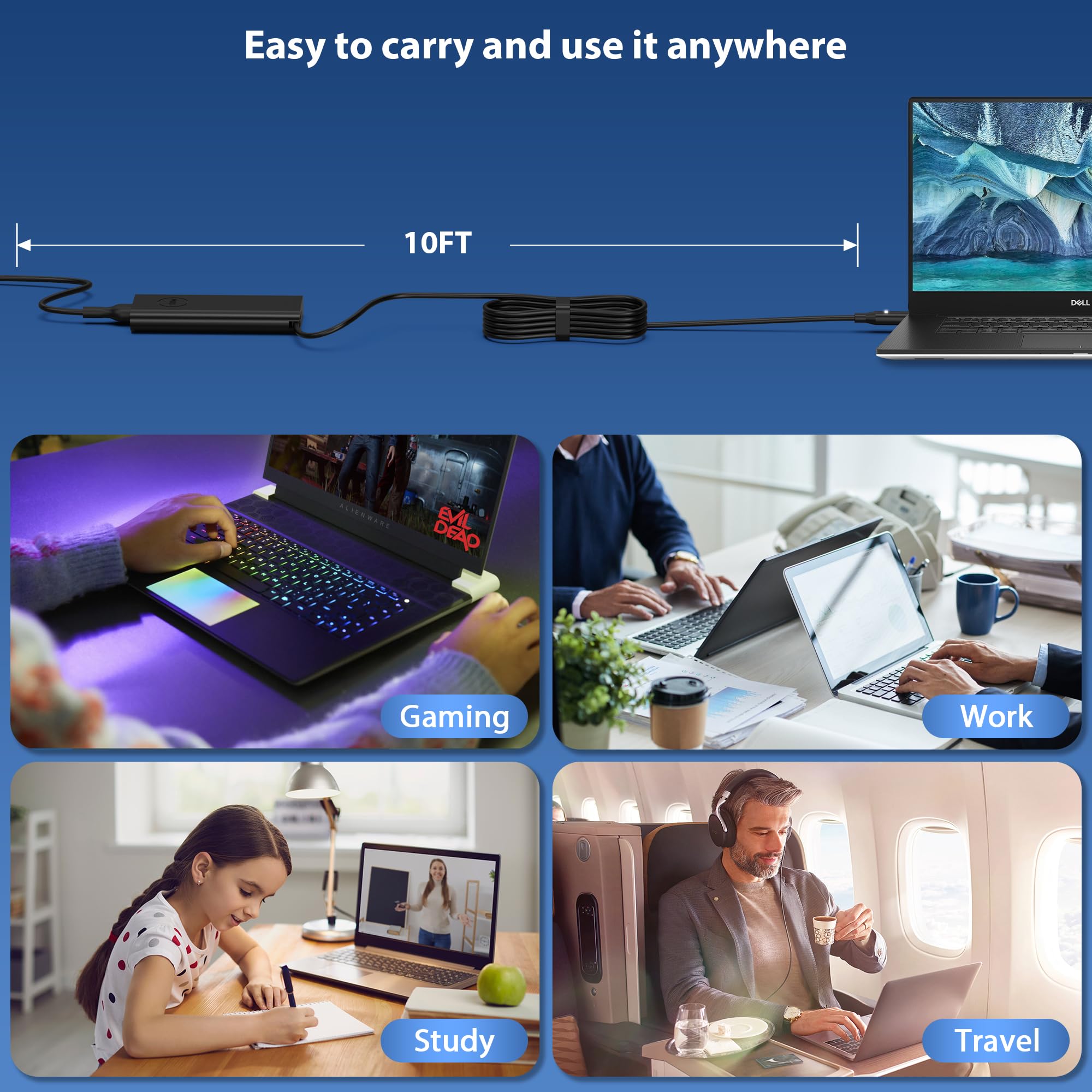 New 130W 4.5Mm Tip Laptop Charger Replacement For Dell Xps 15 7590 9530 9550 9560 9570 Inspiron 7348 Adapter Precision 5510 5520 5530 5540 0V363H Ha130Pm130 Da130Pm130 06Tty6 0Rn7Nw Power Supply Cord