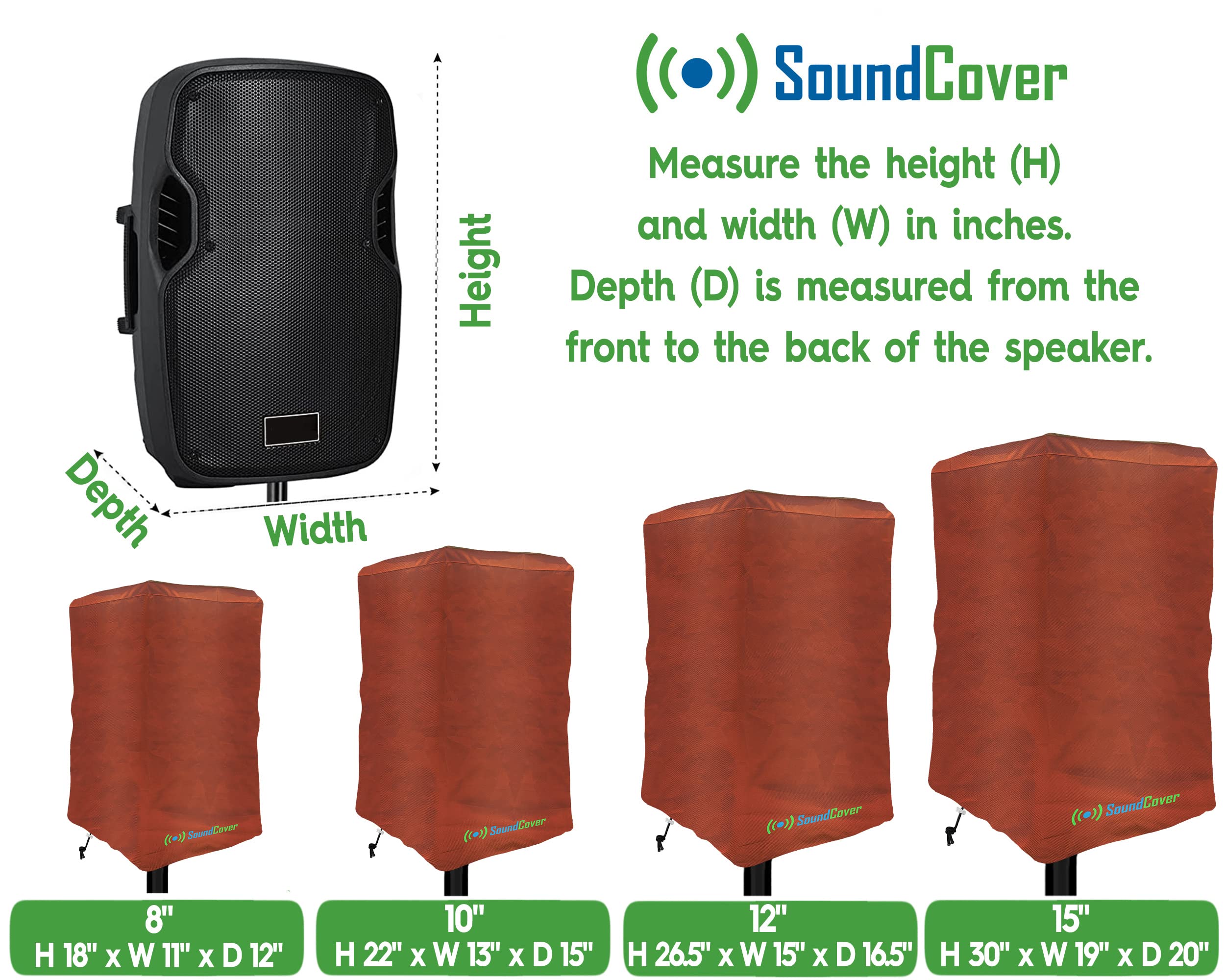 8 Inch Pa/Dj Lightweight Powered Speaker Cover Bag In Brown For Stand Mounted Speakers   Over The Top Fit, Water Resistant (Not