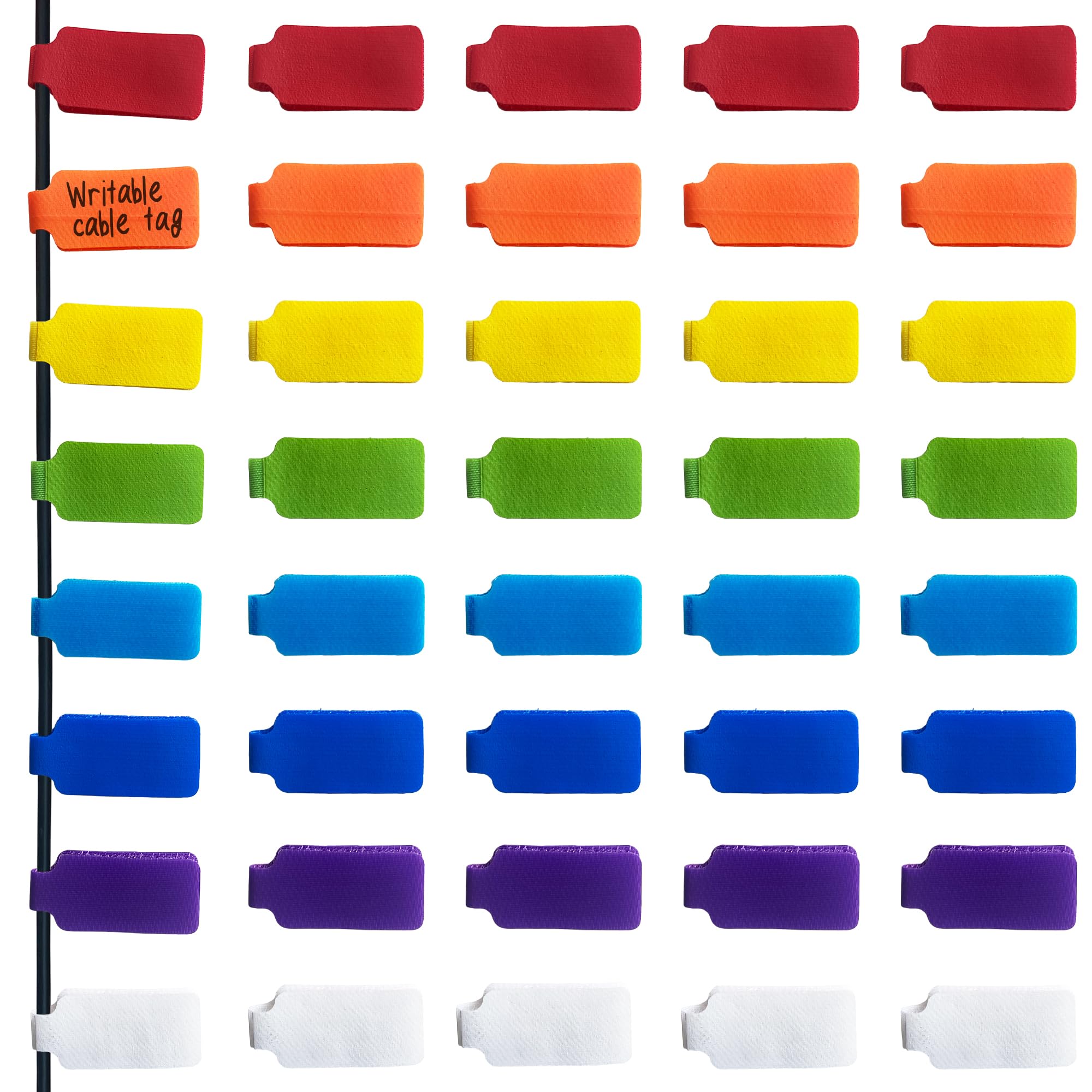 Mr Label   40 Pcs 0.78'' X 3.54'' Hook And Loop Cable Labels  Cord Tags   Upgraded Writable Cable Wraps For Clear Writing   Writ