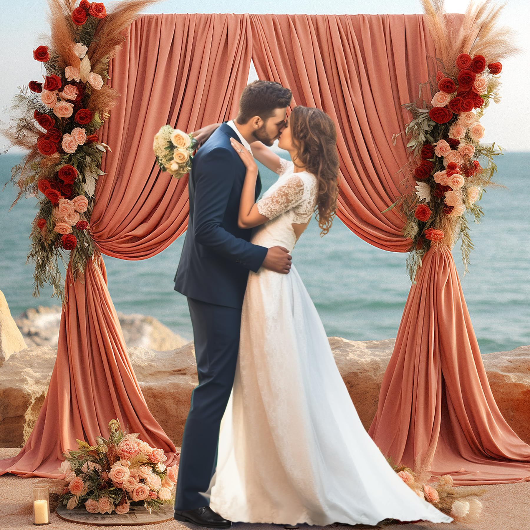 Rust Backdrop Curtain For Parties Wedding Wrinkle Free Red Photo Curtains Backdrop Drapes Fabric Decoration For Birthday Party B