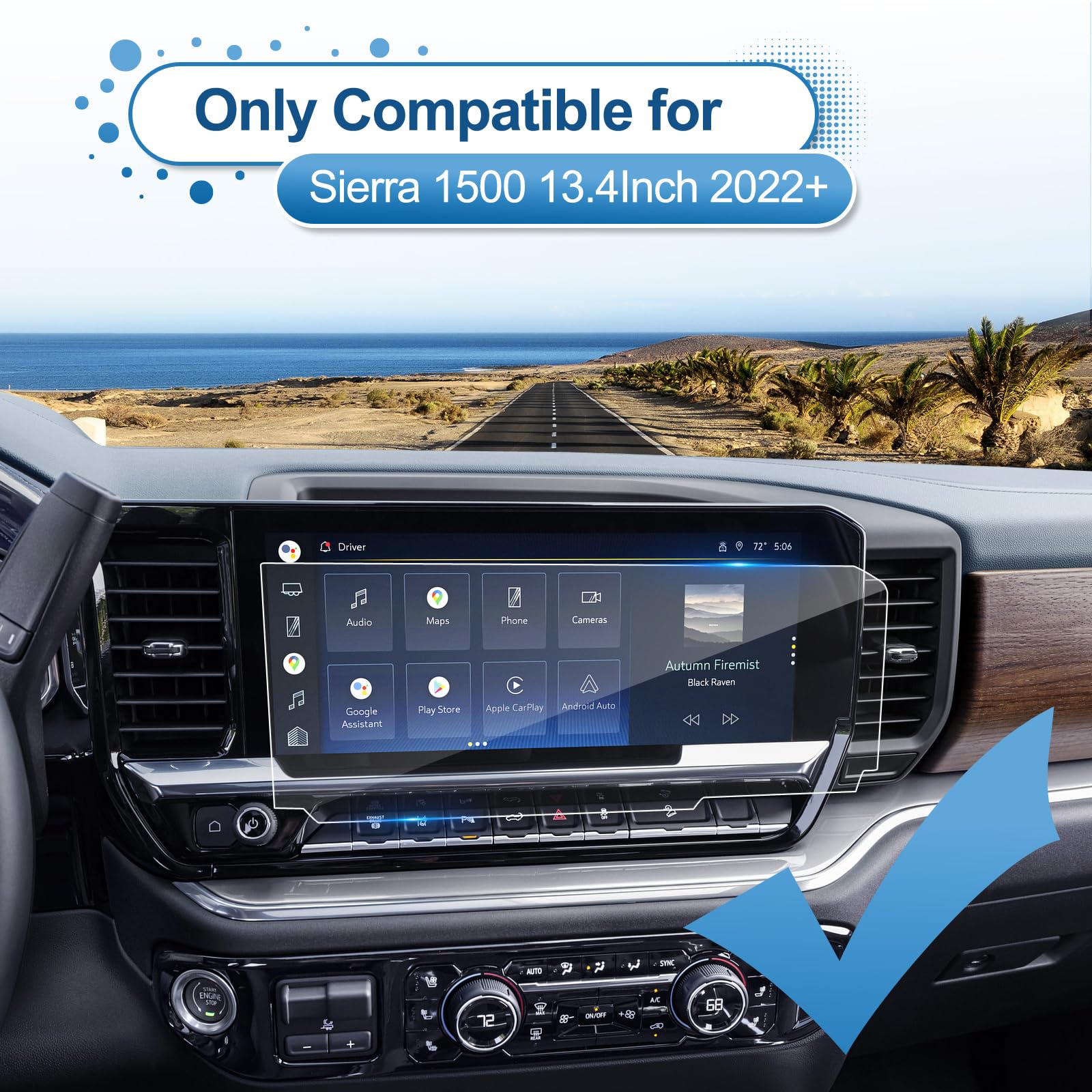 Coleya 2022 2023 2024 2025 Sierra 1500 Screen Protector For Gmc Sierra (Sle, Slt, Elevation) 13.4In Touch Screen, 9H Tempered Gl