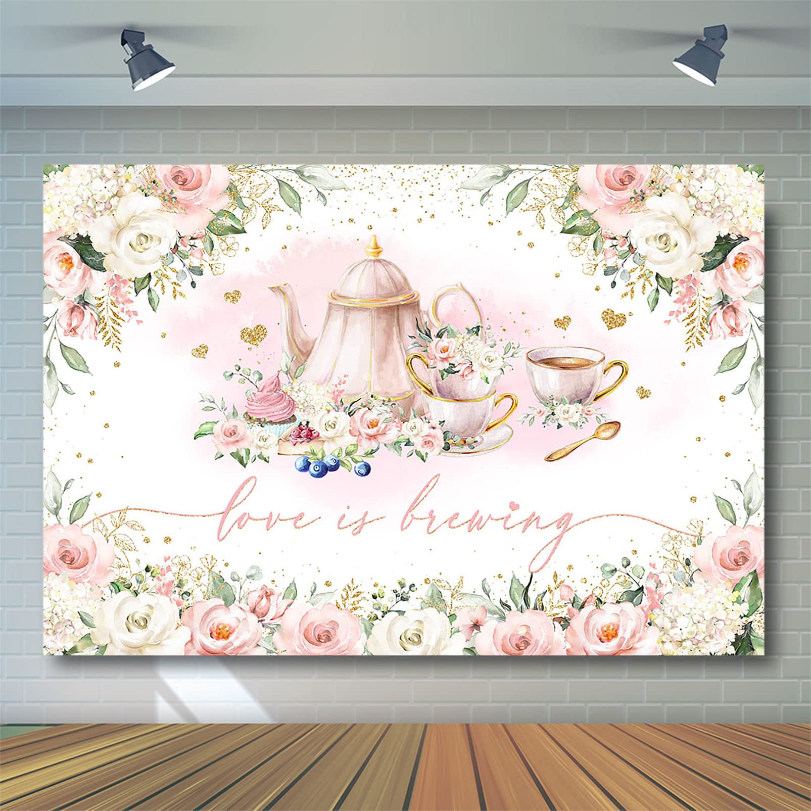 Avezano Love Is Brewing Backdrop Wedding Bridal Shower Party Decorations Valentine'S Tea Party Theme Photo Background Cake Table