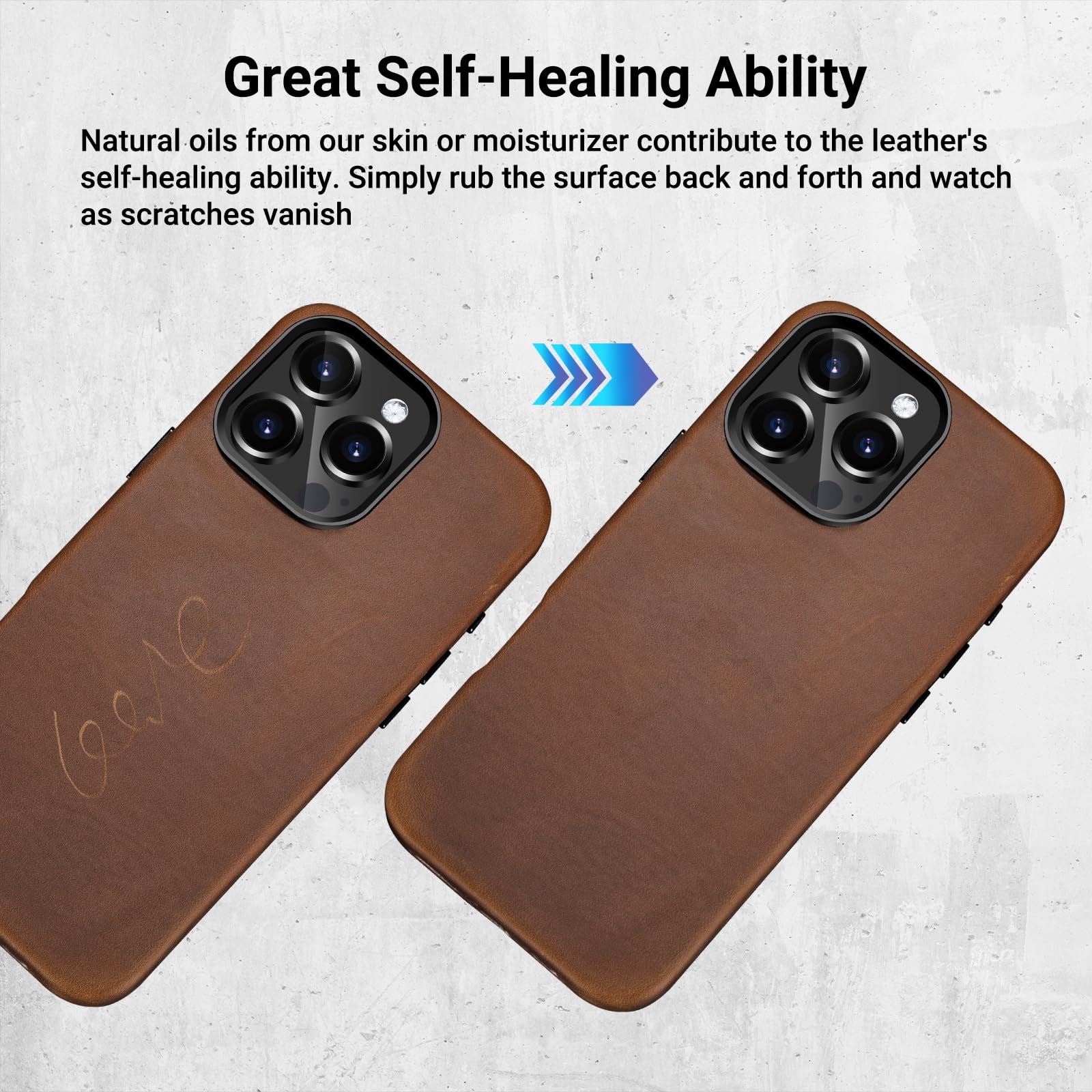 Belemay Compatible With Iphone 16 Pro Leather Case, Compatible With Magsafe, Premium Crazy Horse Leather [Vintage Aesthetic] Com