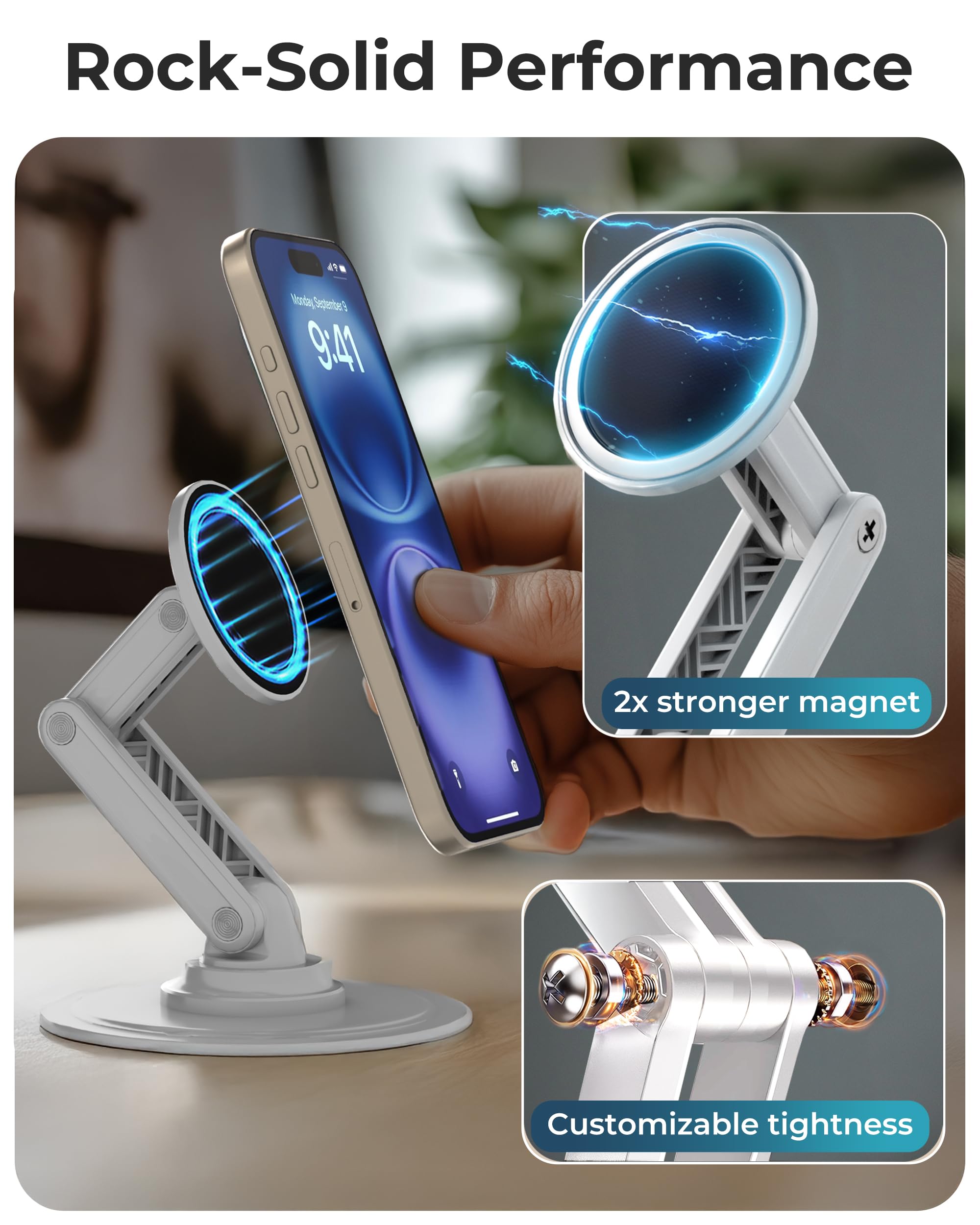 Cooper Mag360 Iphone Stand For Desk, 360 Adjustable Magsafe Phone Stand, Magsafe Phone Holder With Strong Magnetic Mag Safe | Ip