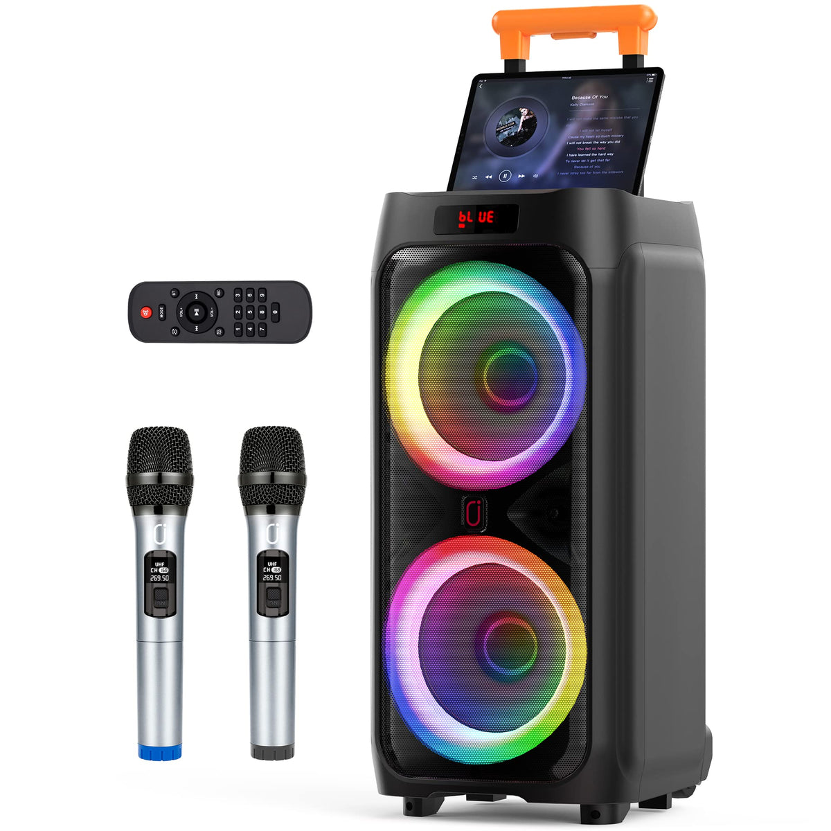 Jyx Karaoke Machine With 2 Wireless Microphones For Adults, 8'' Big Bluetooth Party Speaker With 500W Peak Power, Pa System With