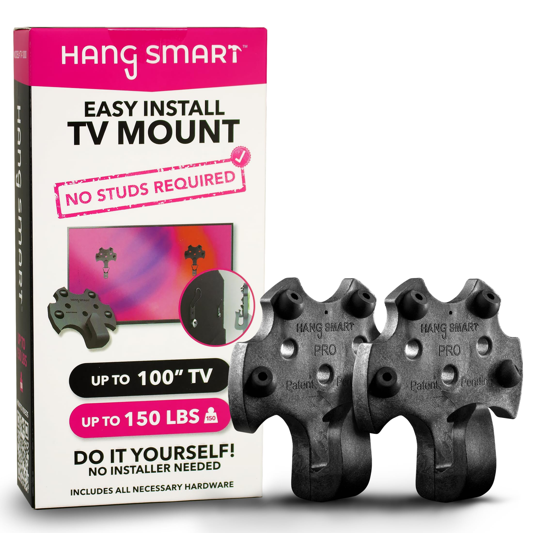 Hangsmart Tv Wall Mount No Stud   Original & Patented Easy Install, Diy For 19 100'' Tvs, Holds Up To 150Lbs, Fits Most Led Lcd 