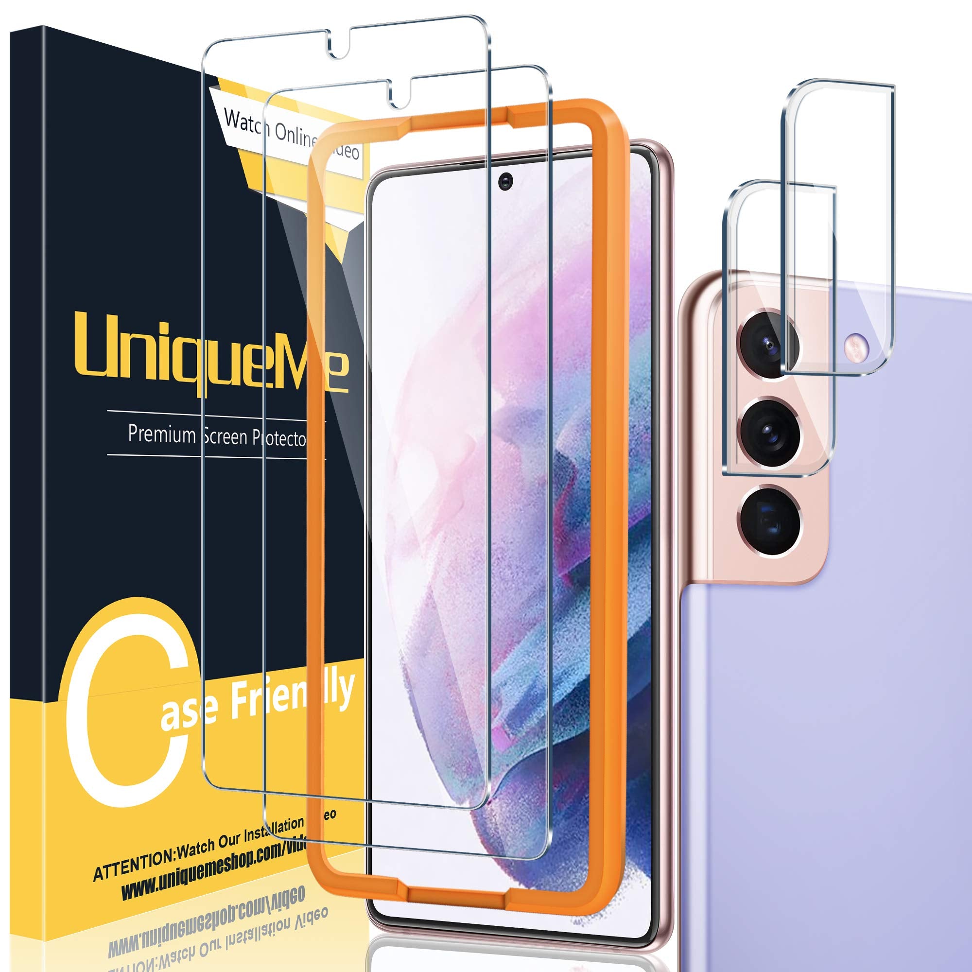 Uniqueme [ 2+2 Pack Compatible With Samsung Galaxy S21 Plus / S21+ 5G   6.7 Inch Tempered Glass + Camera Lens Protector Screen P