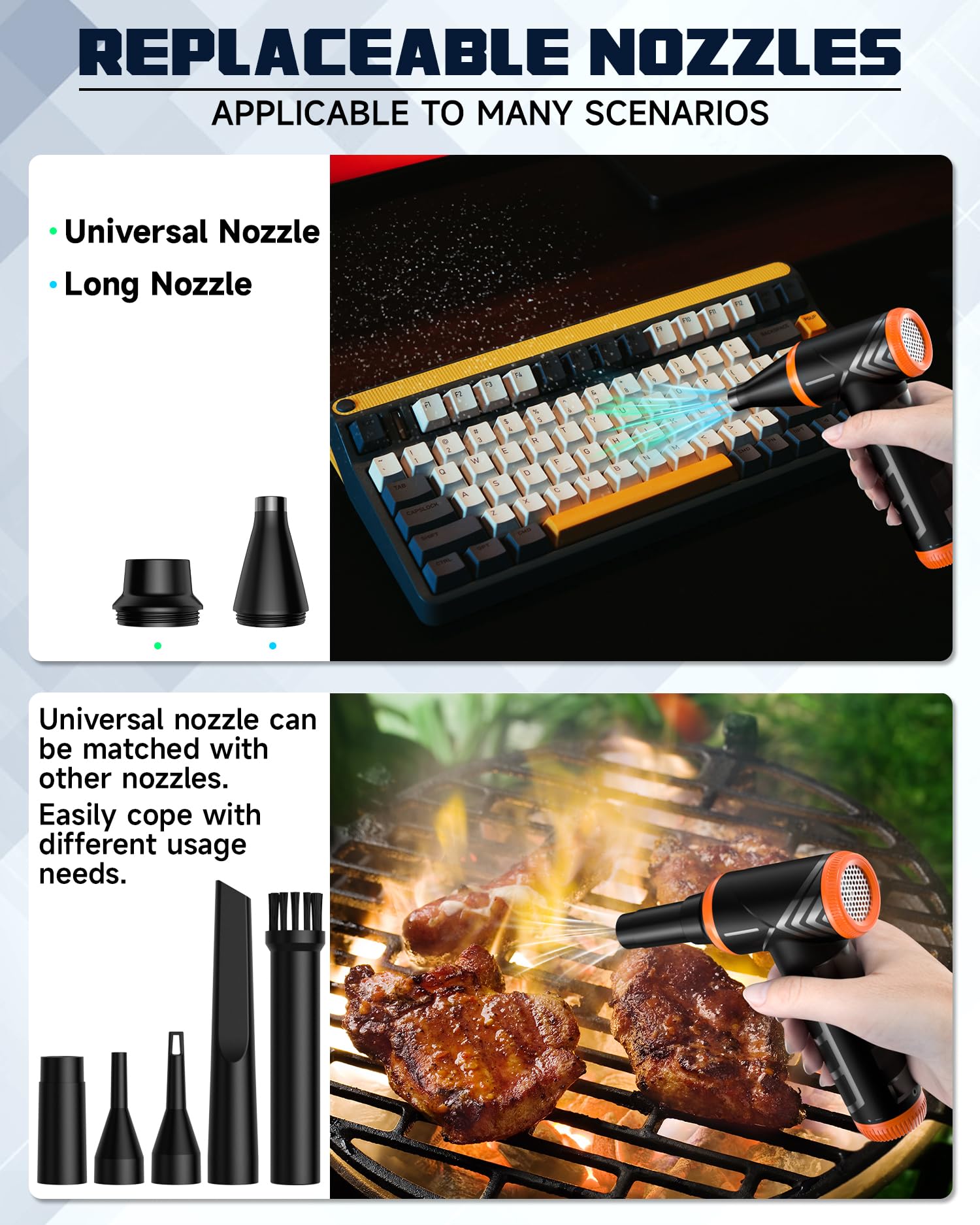 Hotfien Compressed Air Duster, 150000Rpm Stepless Speed Tiny Electric Cleaner For Keyboard, Pc Deep Cleaning, Replace Compressed