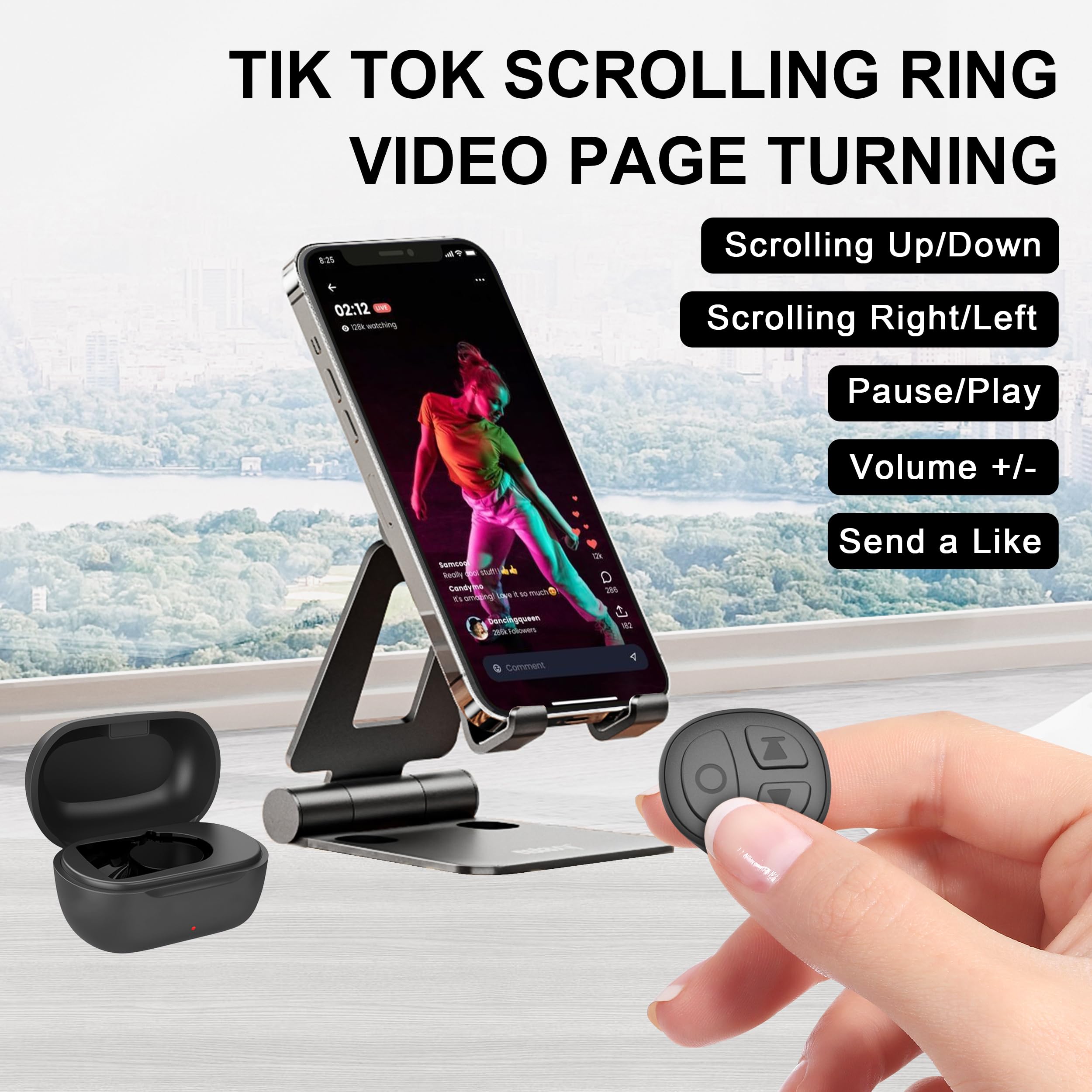 Sofamiri Tiktok Scrolling Ring, Auto Clicker For Lives, Wireless Remote Control Selfie Button For Iphone & Android Camera, Remot