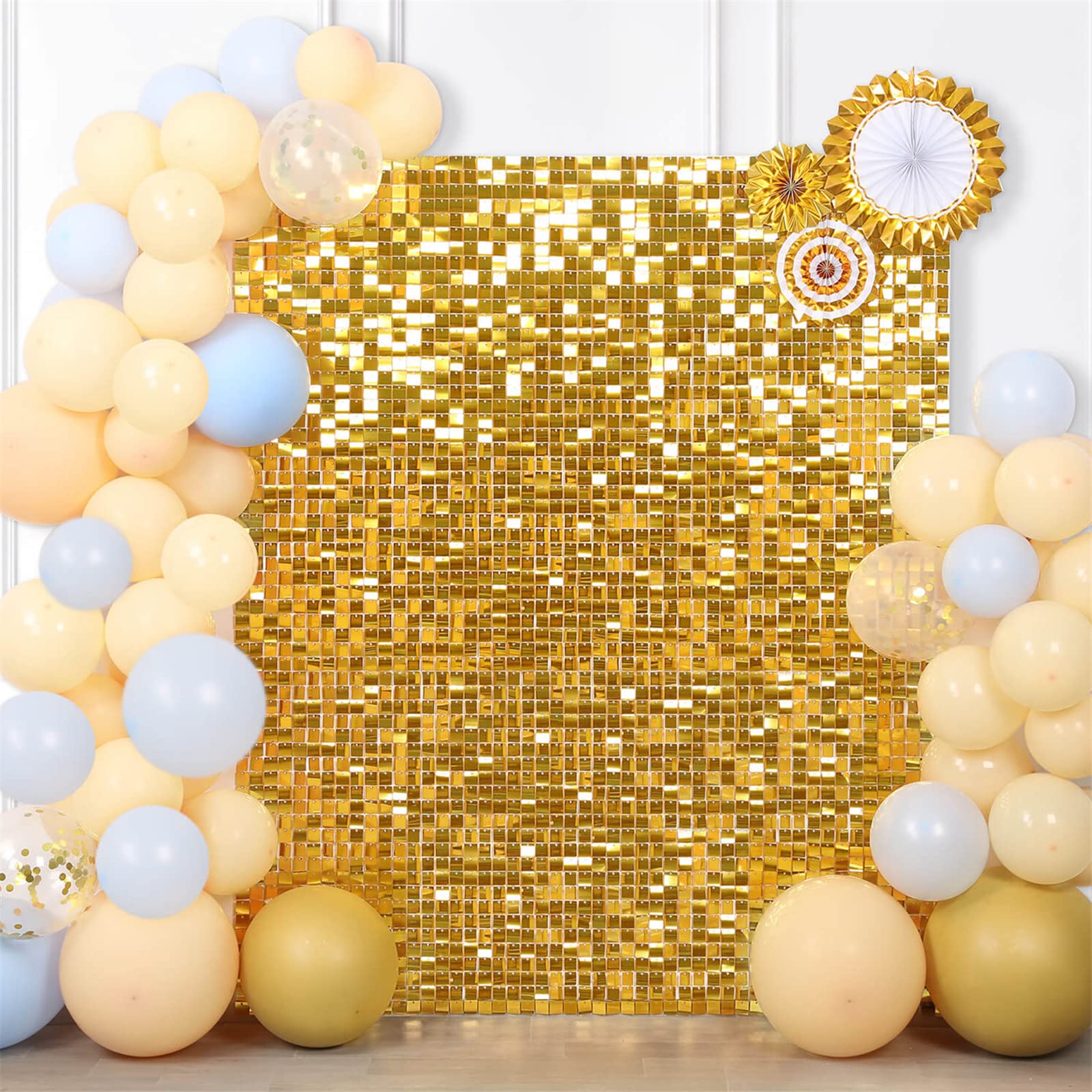 Gold Shimmer Wall Backdrops Sequin Panel Backdrop 36 Panels Birthday Wedding Background Decoration Wall