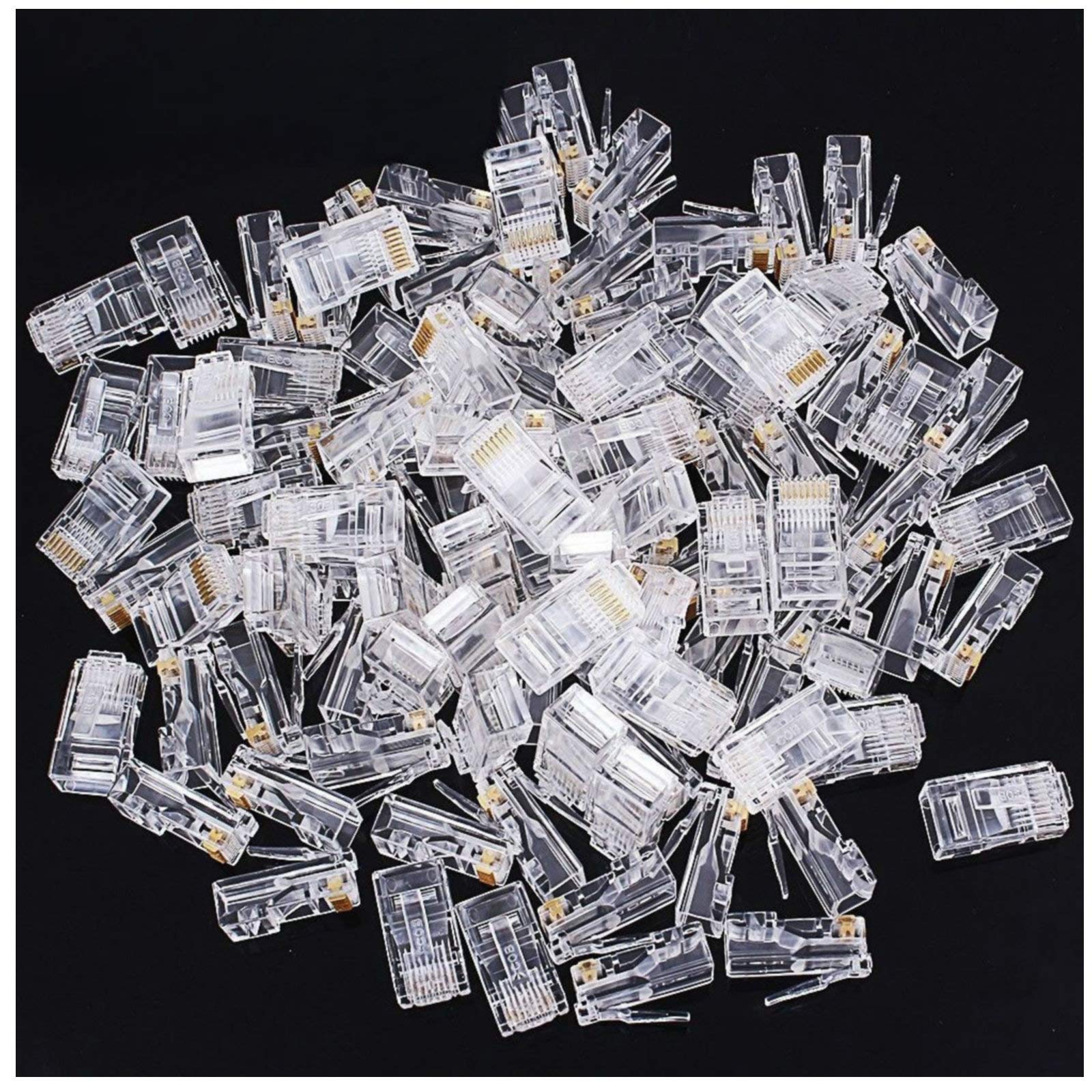 Fjiangyi 1000 Pcs Cat5 Rj 45 Ends, Cat5 Connector, Rj45 Connector, Ethernet Cable Crimp Connectors Utp Network Plug For Solid Wi