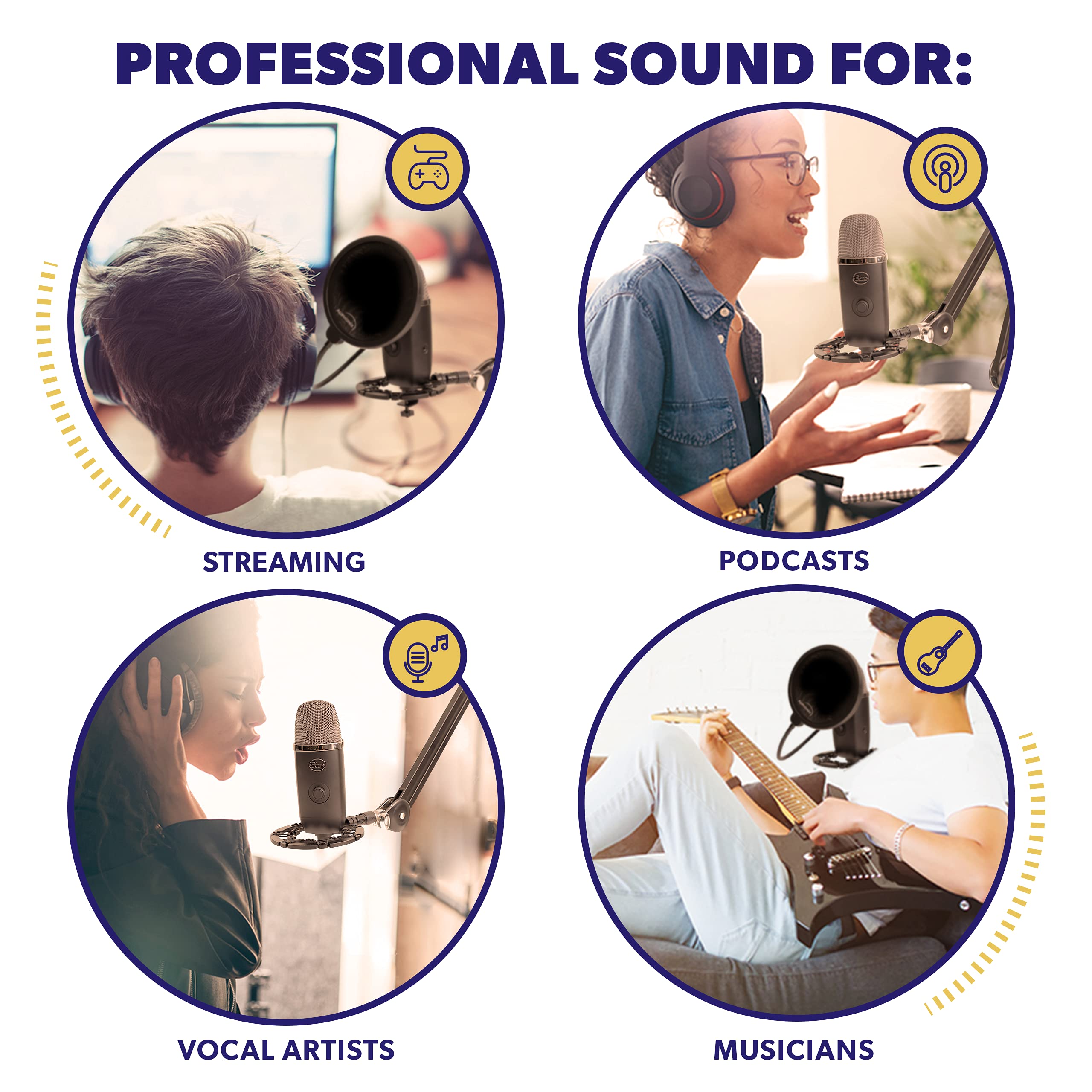 Auphonix Pro Microphone Shock Mount - Mic Holder Compatible W/Blue Yeti, Snowball & Pro Microphones